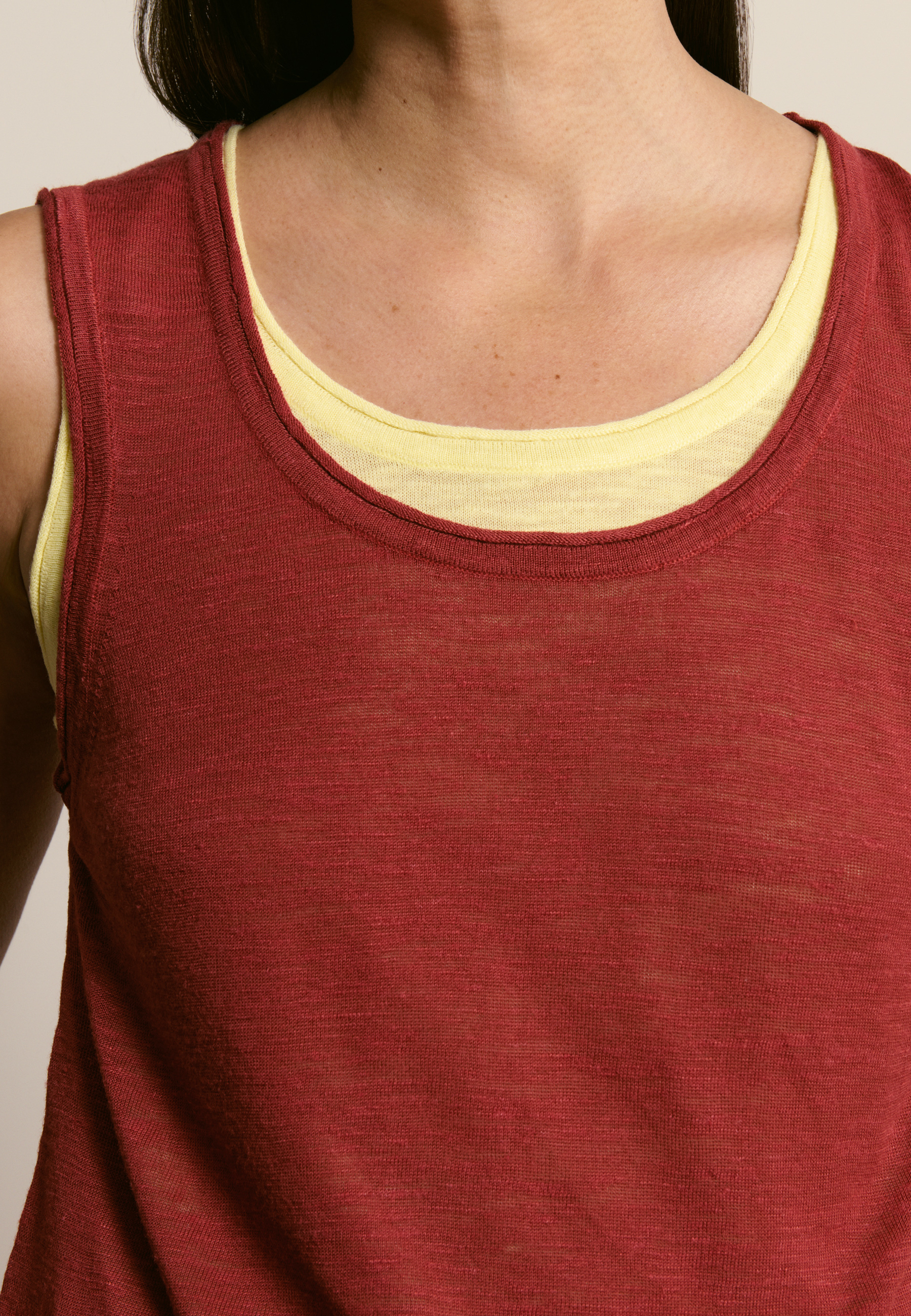 Débardeur en lin flammé MAISON MONTAGUT Marron