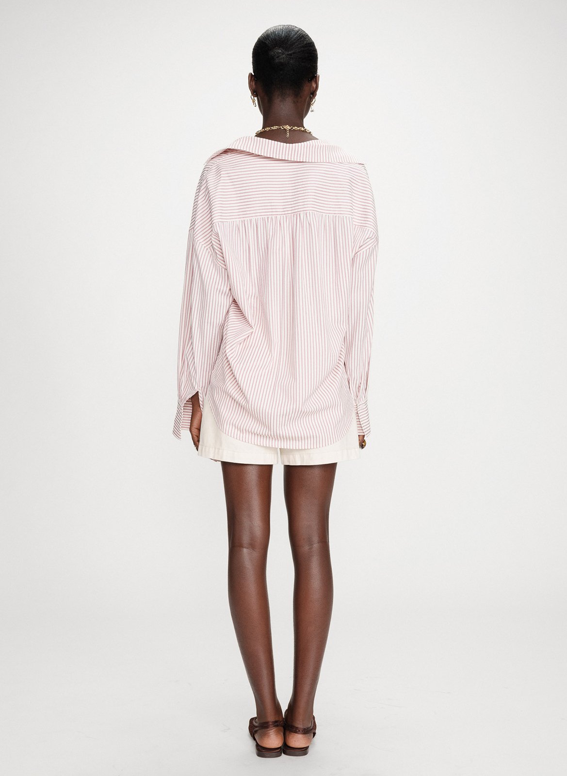 Straight classic collar shirt in printed blended cotton GRACE ET MILA Pink