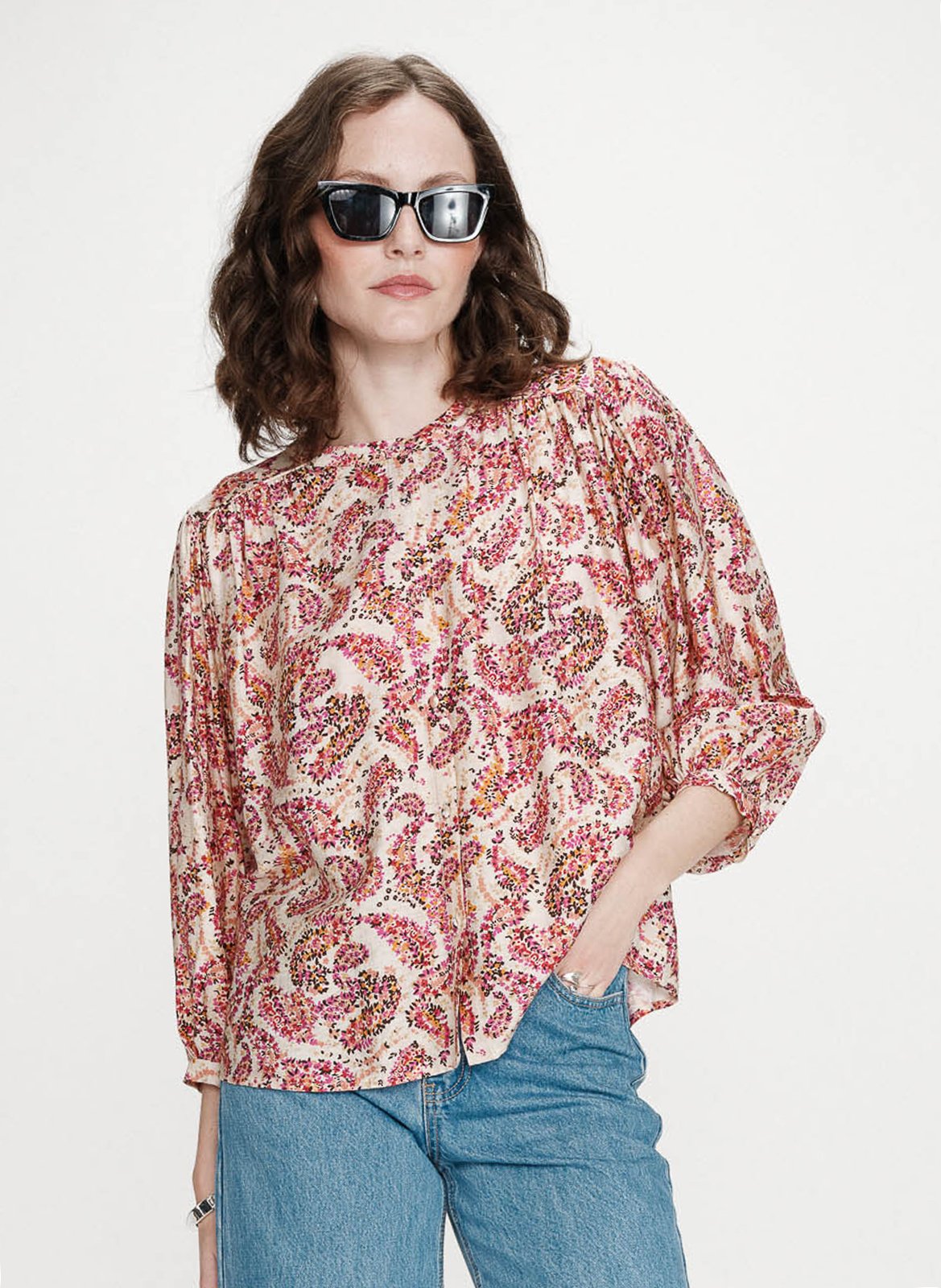 Oversized T-shirt met ronde hals en print GRACE ET MILA Oranje