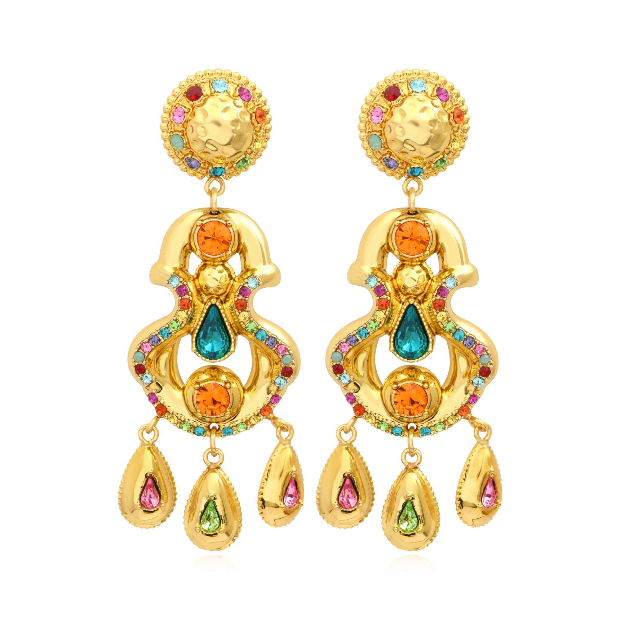 Boucles d'oreilles clip  rond et pampilles SATELLITE PARIS Multicolore