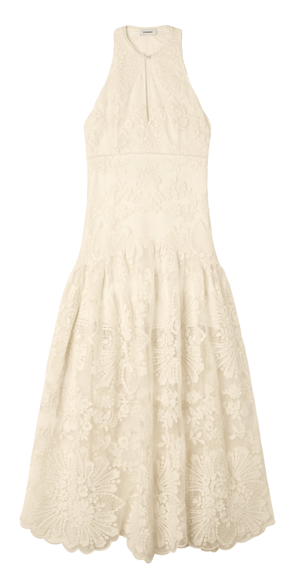 Lange jurk met ronde hals SANDRO Beige