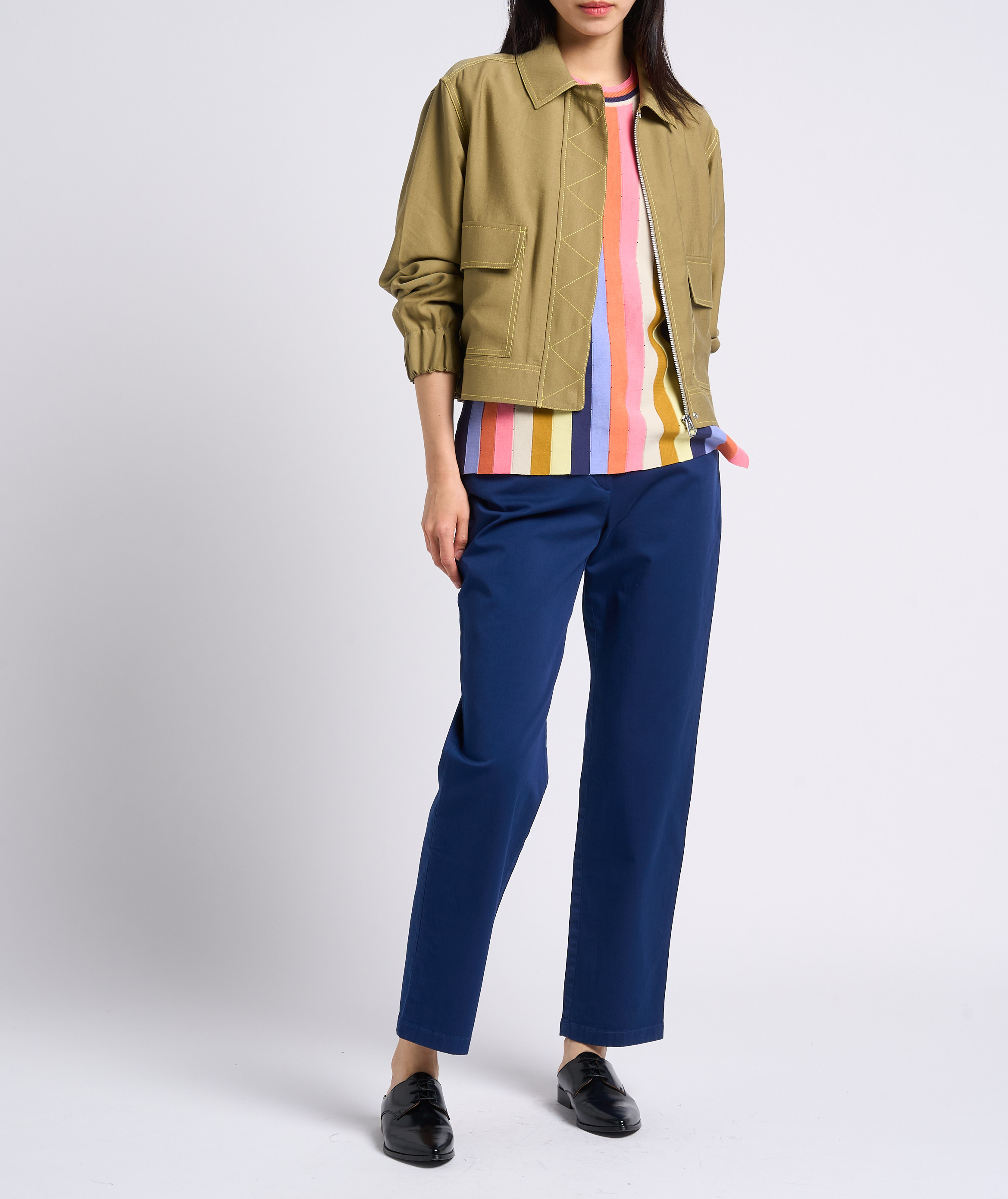 Fließende Jacke mit klassischem Kragen und Ziernähten PAUL SMITH Grun