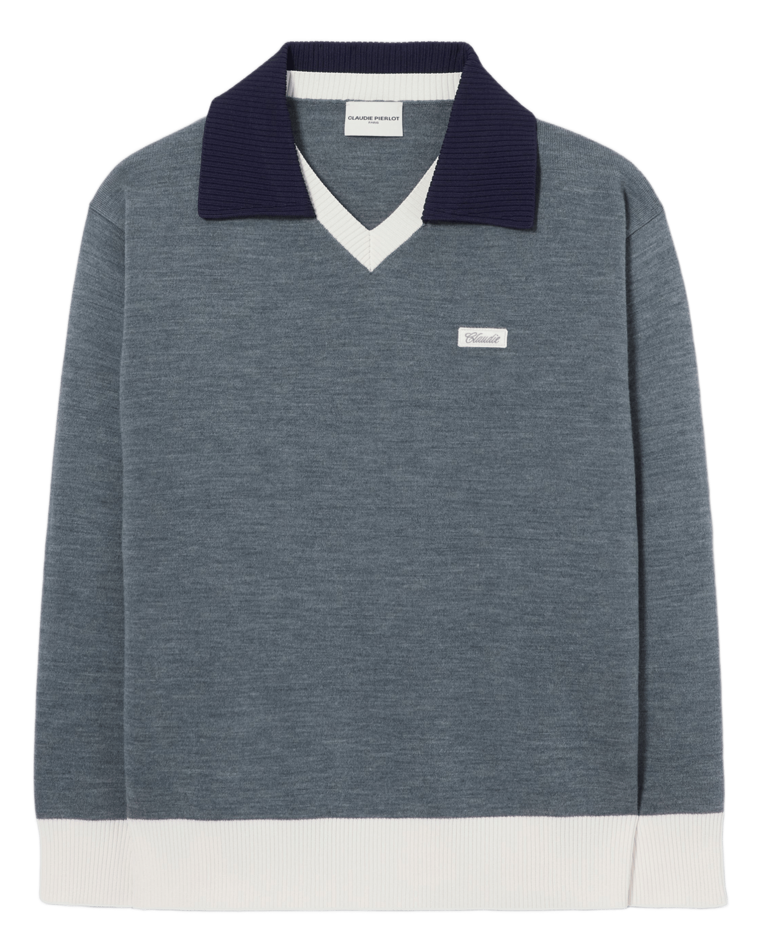 Wool-blend sweater with classic collar CLAUDIE PIERLOT Grey