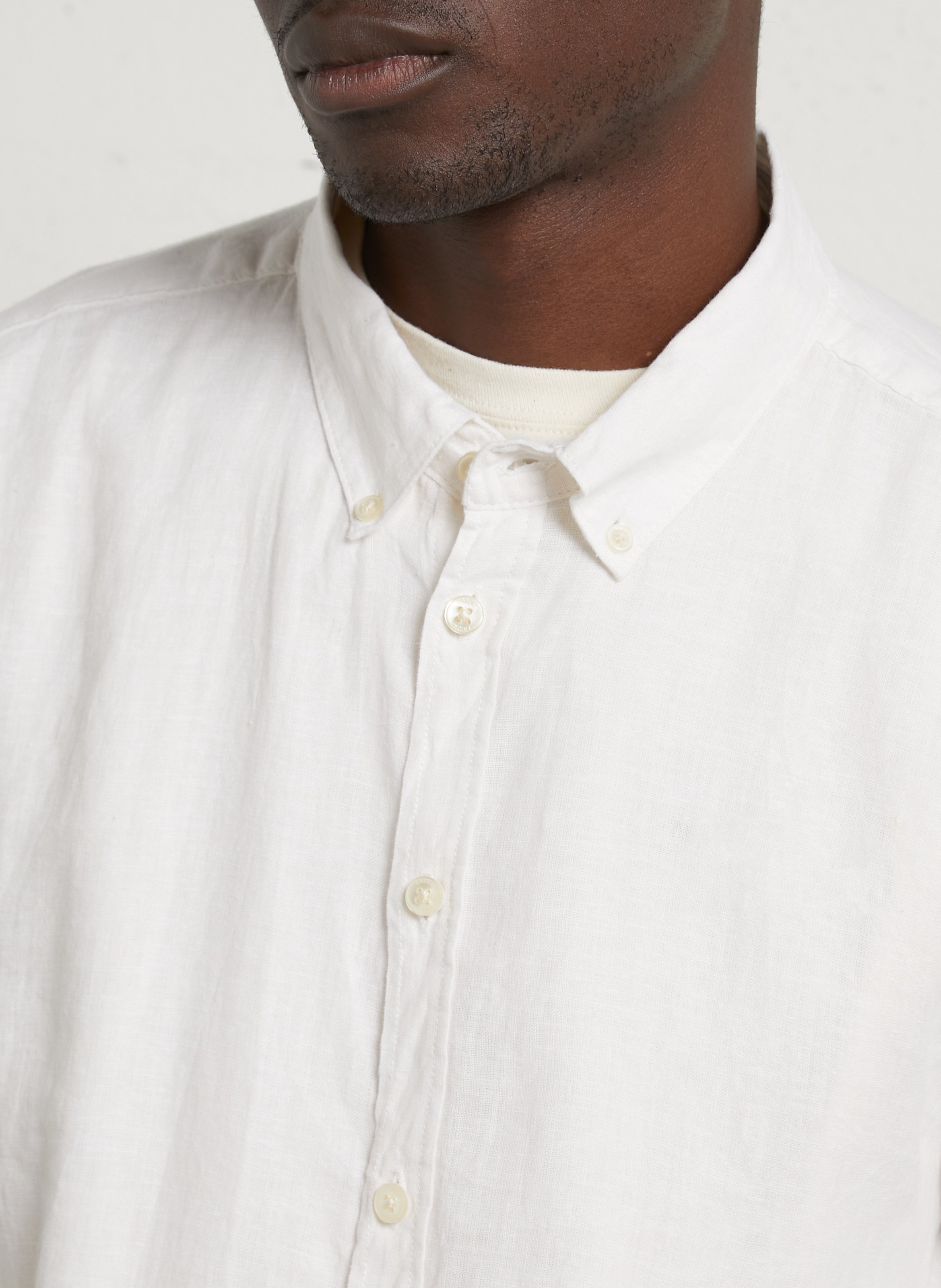 Linen-blend shirt with classic collar CASUAL FRIDAY White