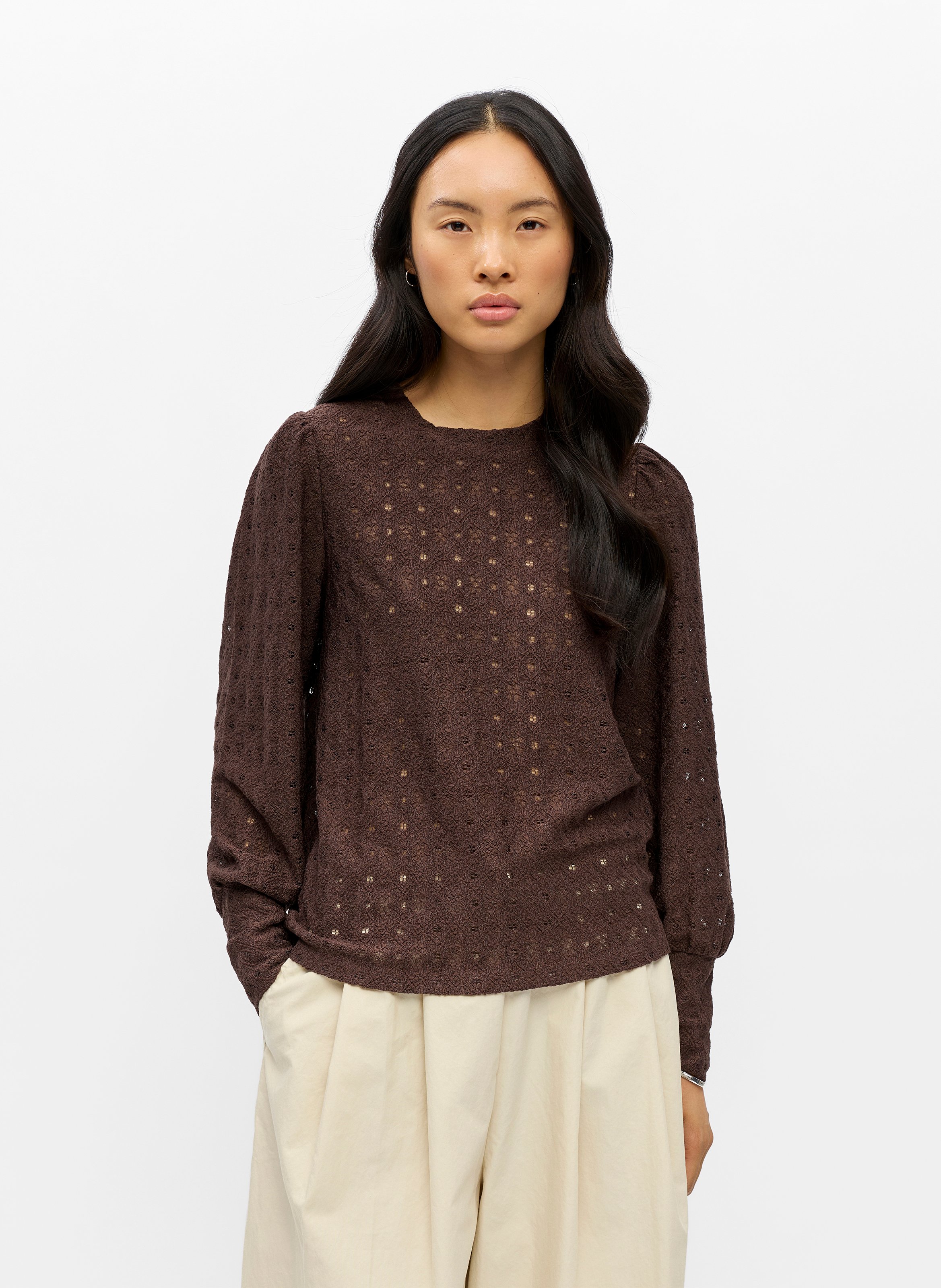 Top oversize col rond OBJECT Marron
