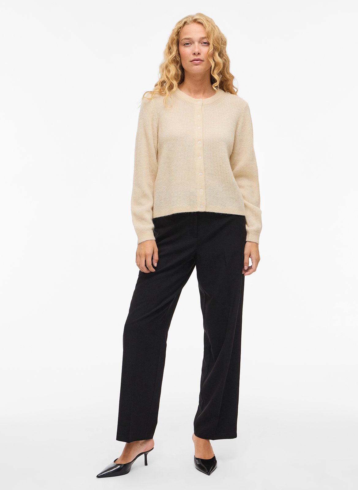 Gerade geschnittene Strickjacke VILA Beige