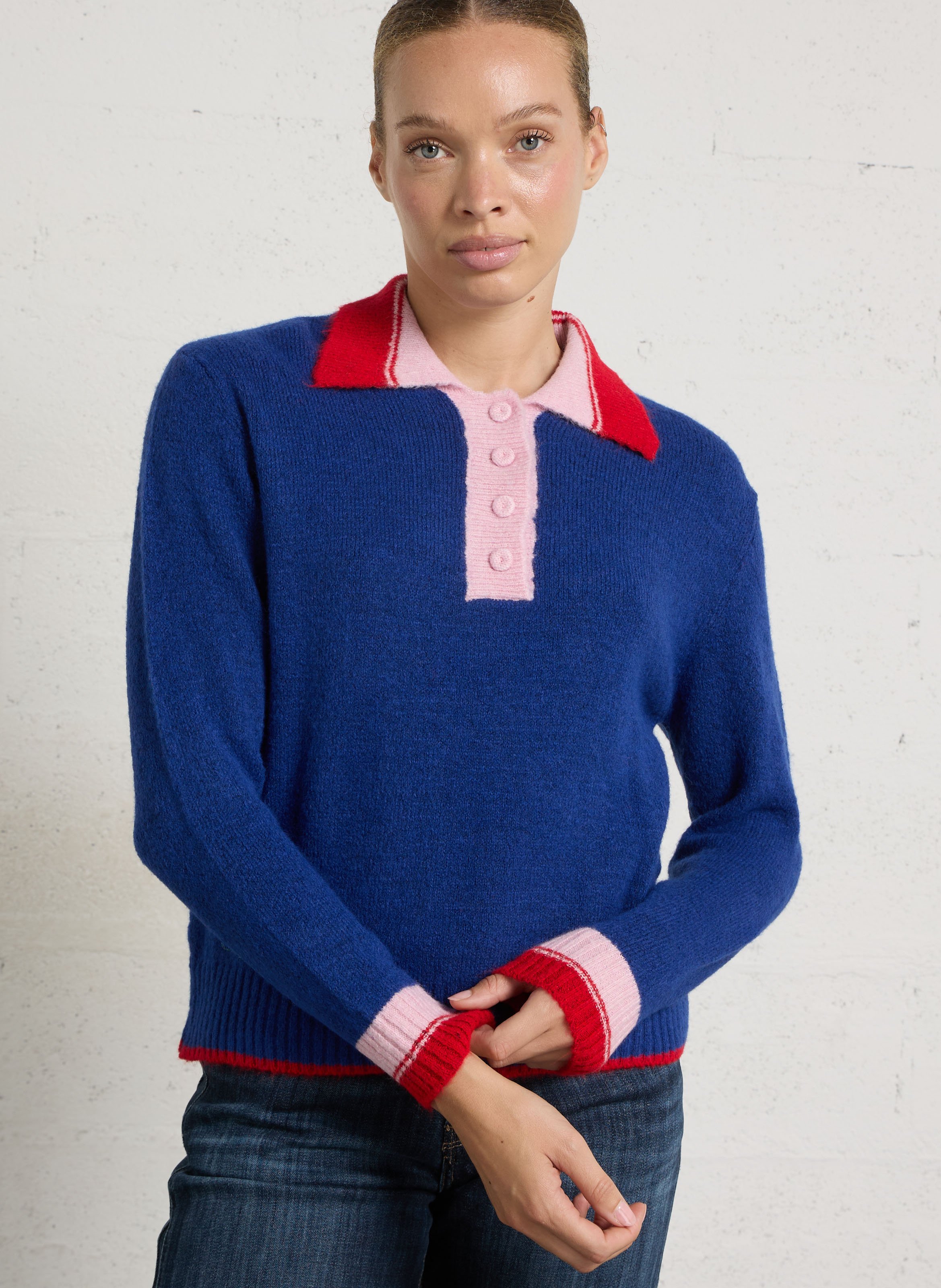 Straight fit classic collar sweater DR BLOOM Blue