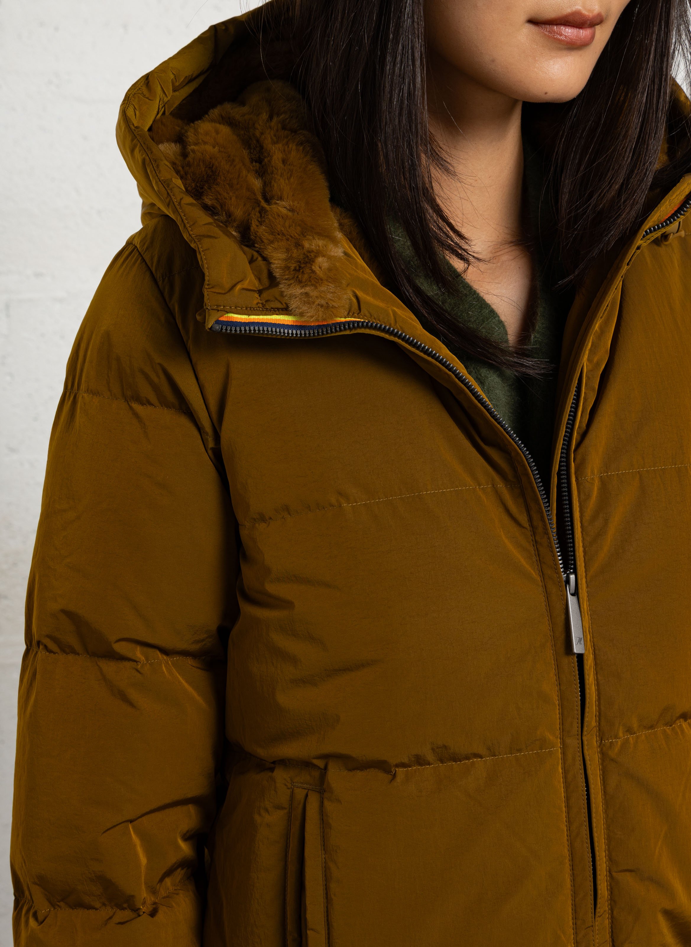 Gerade gesteppte Daunenjacke K-WAY Braun