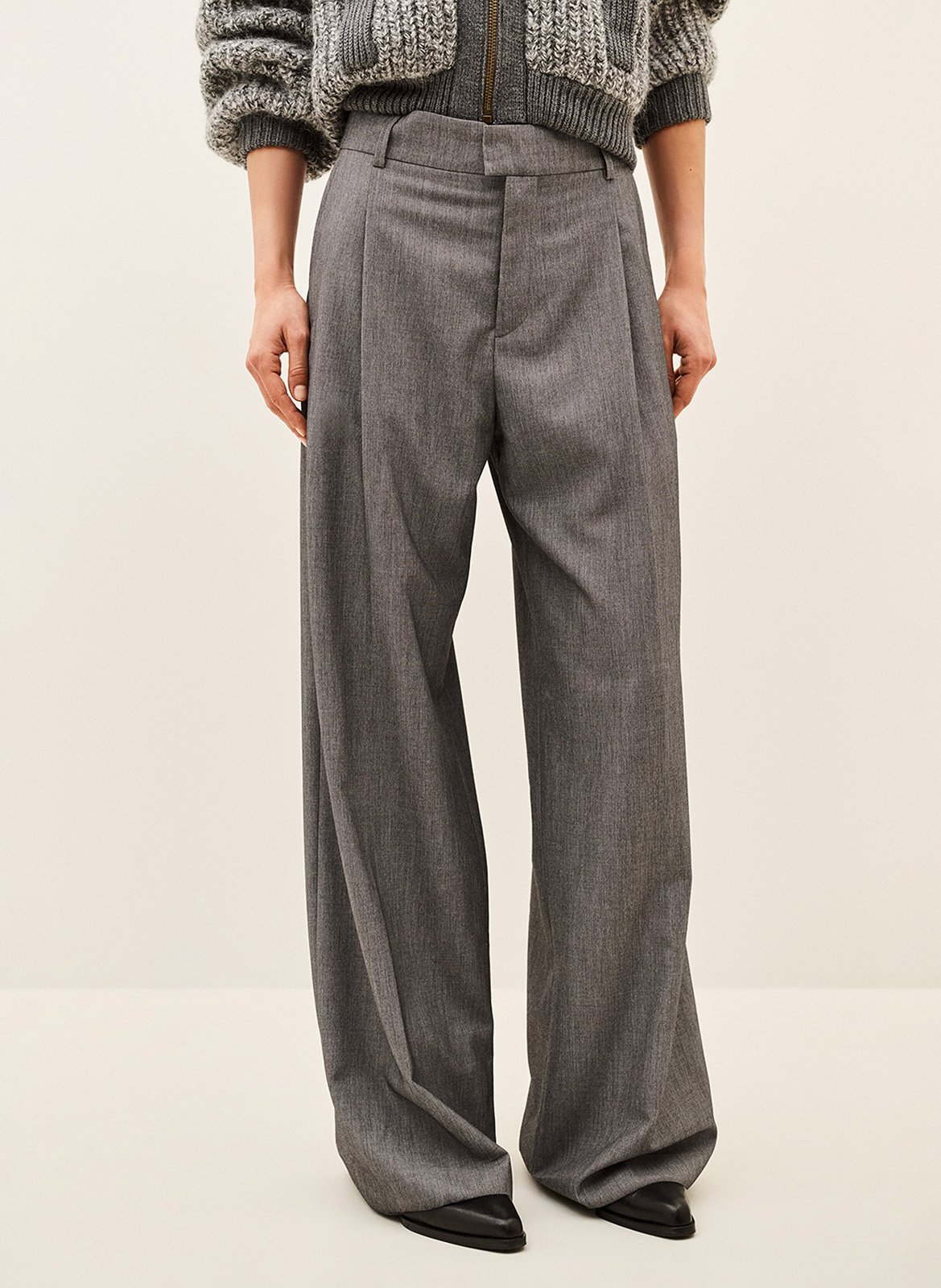 Pantalon à pinces droit uni BA&SH Gris