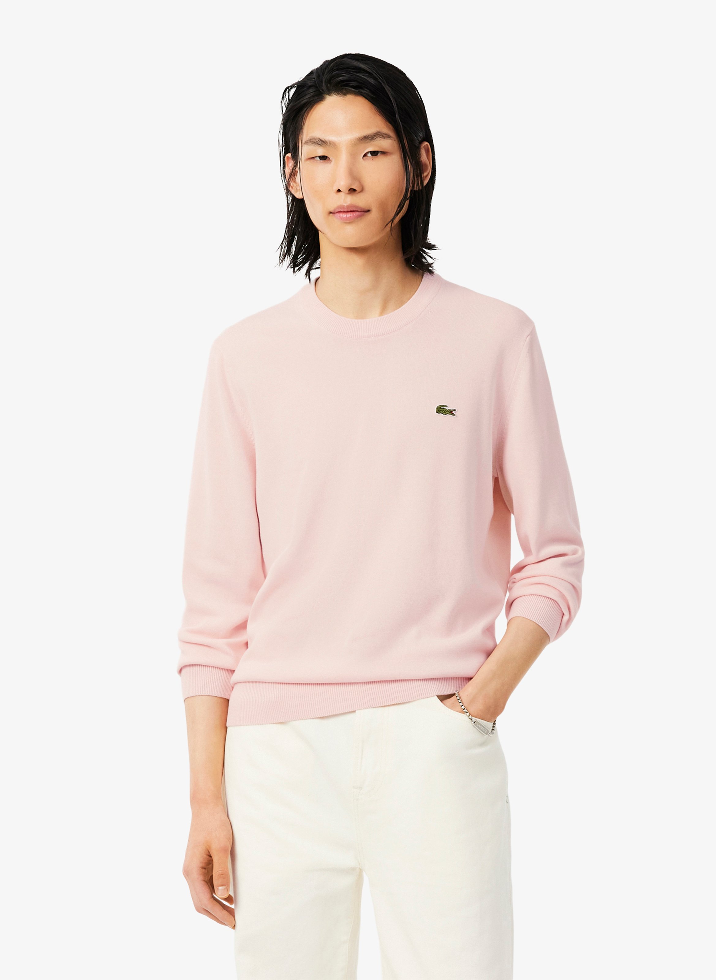 Pull col rond regular-fit en coton  LACOSTE Rose