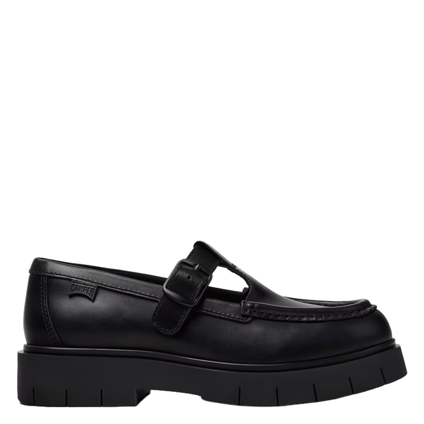 Slipper mit Riemen, einfarbig aus Leder CAMPER Schwarz