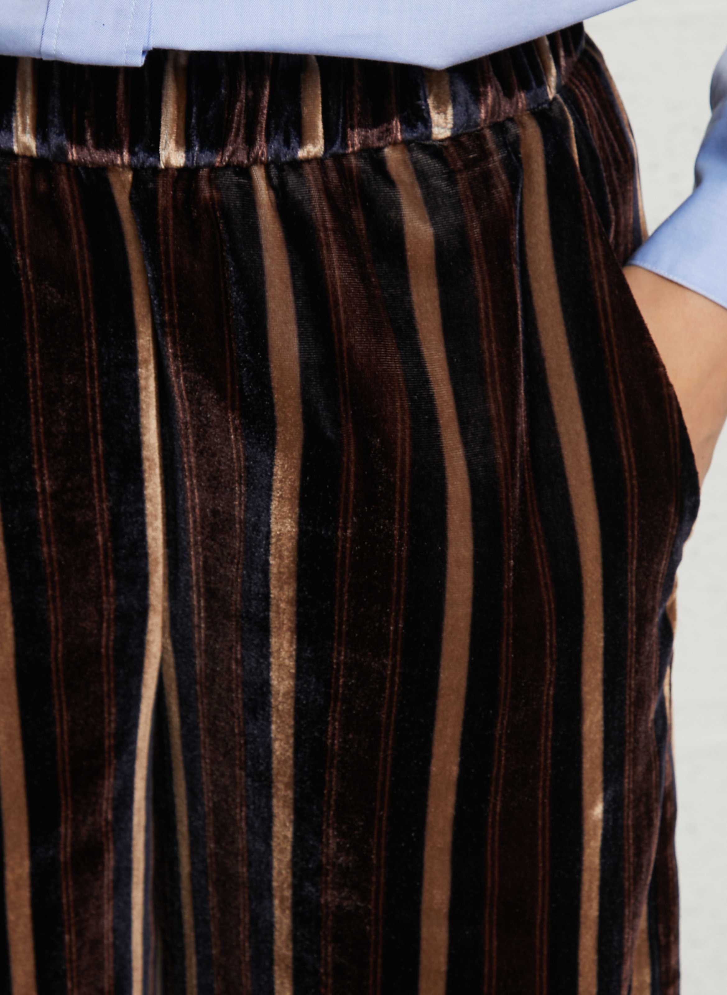 Gerade geschnittene Hose aus gestreiftem Samt DIEGA Mehrfarbig