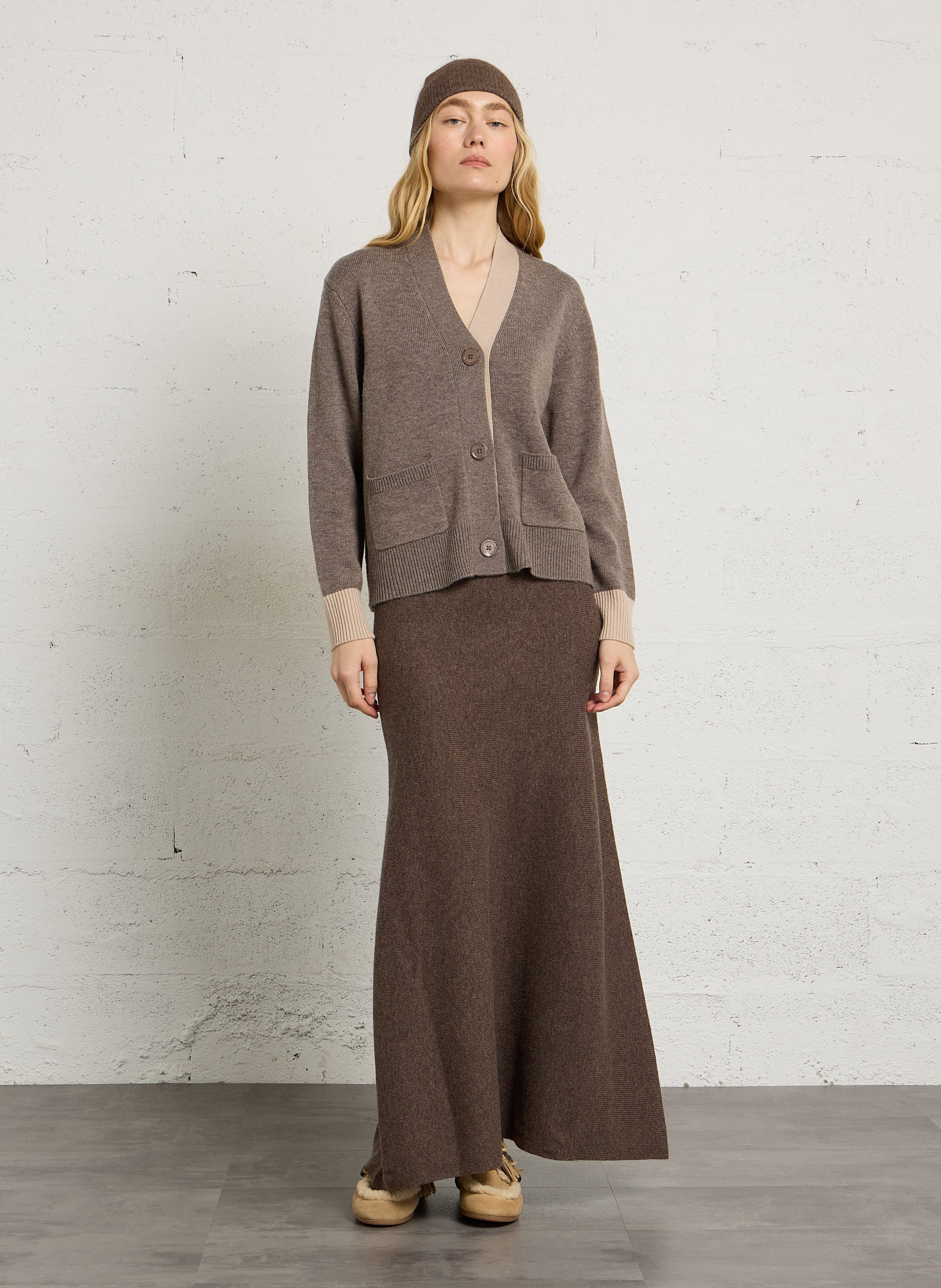Straight wool and cashmere cardigan MAJESTIC FILATURES Multicolored