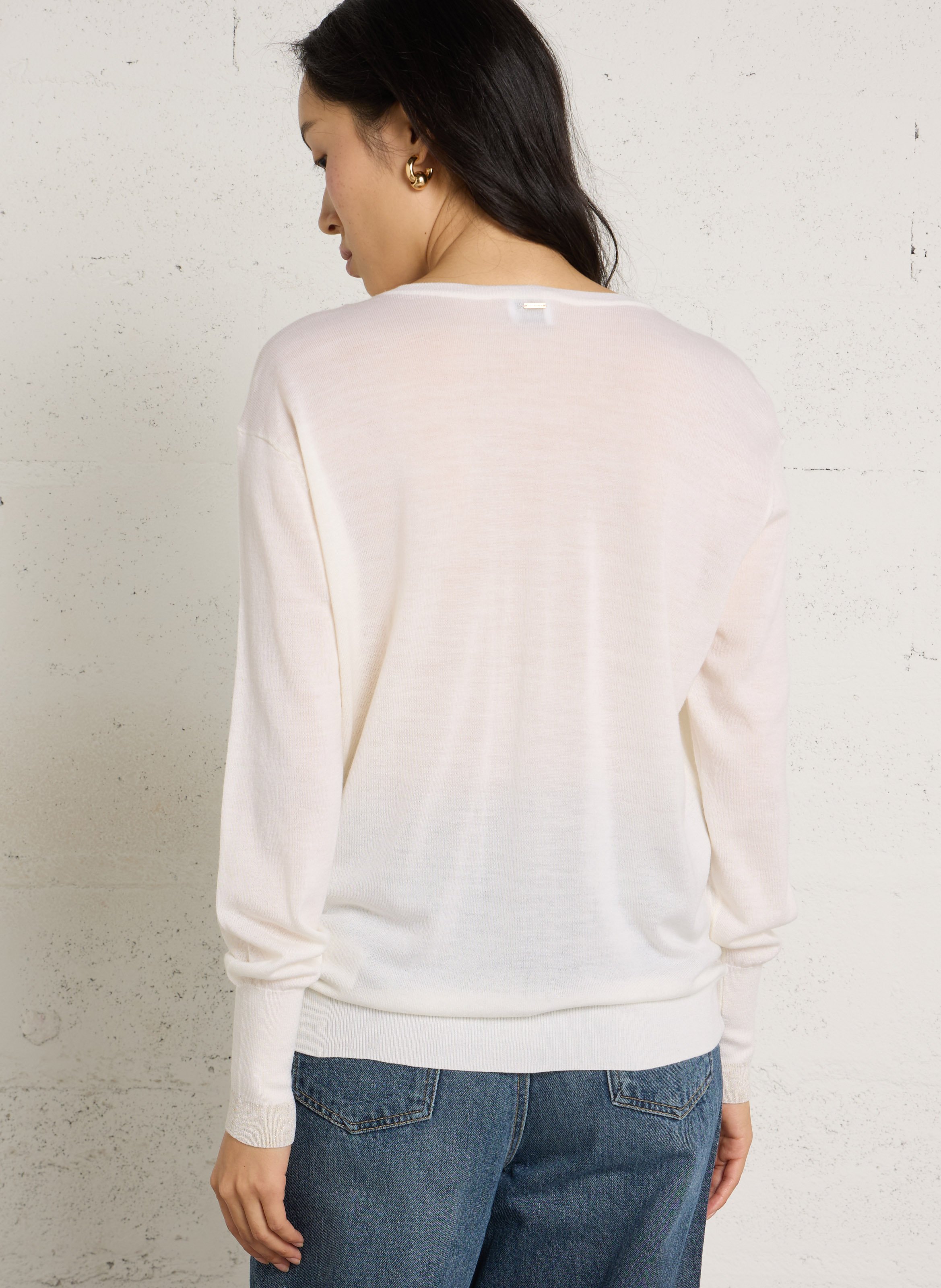 V-neck wool sweater IKKS White