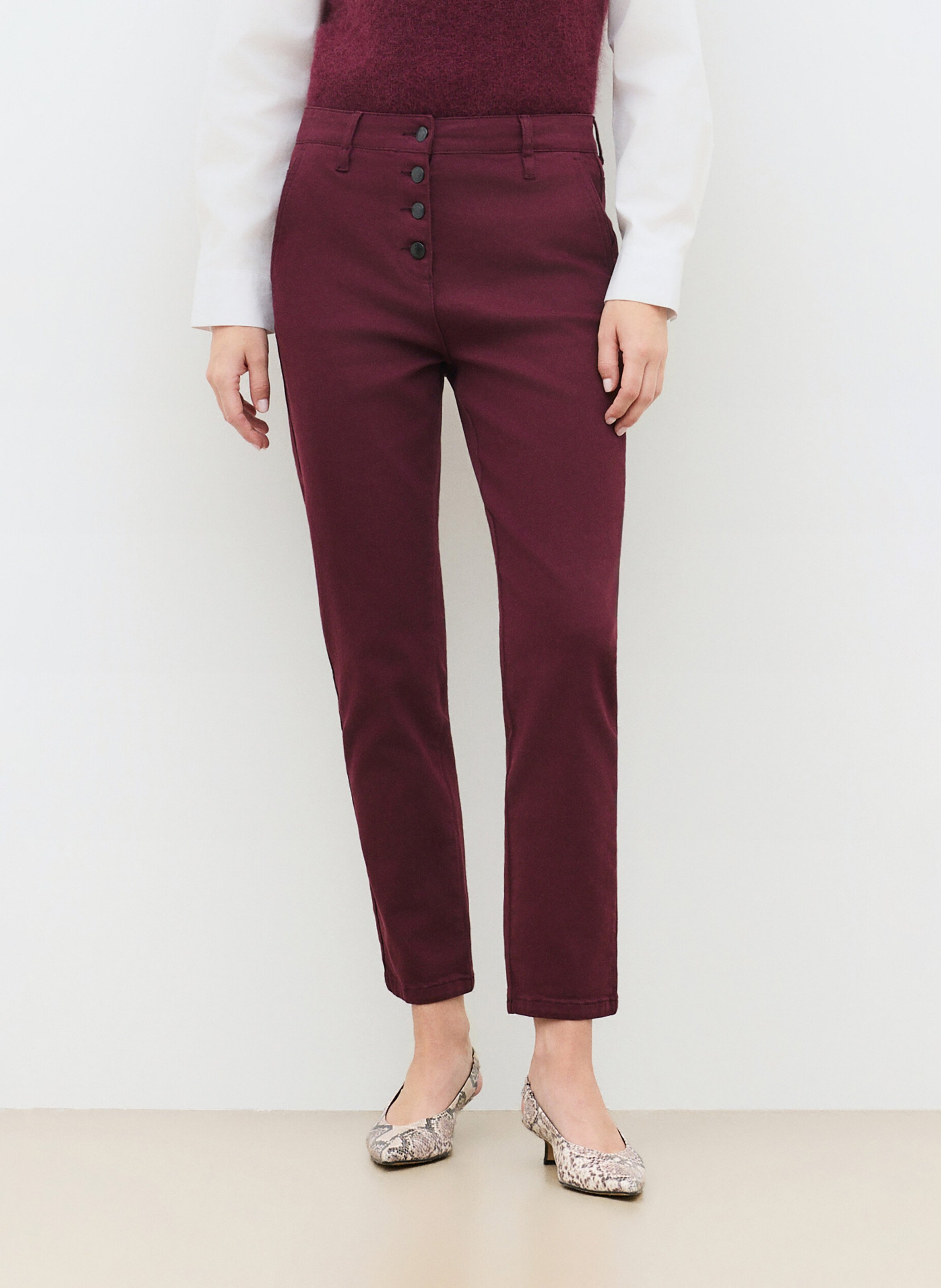 Pantalon slim en coton mélangé  CAROLL Rouge