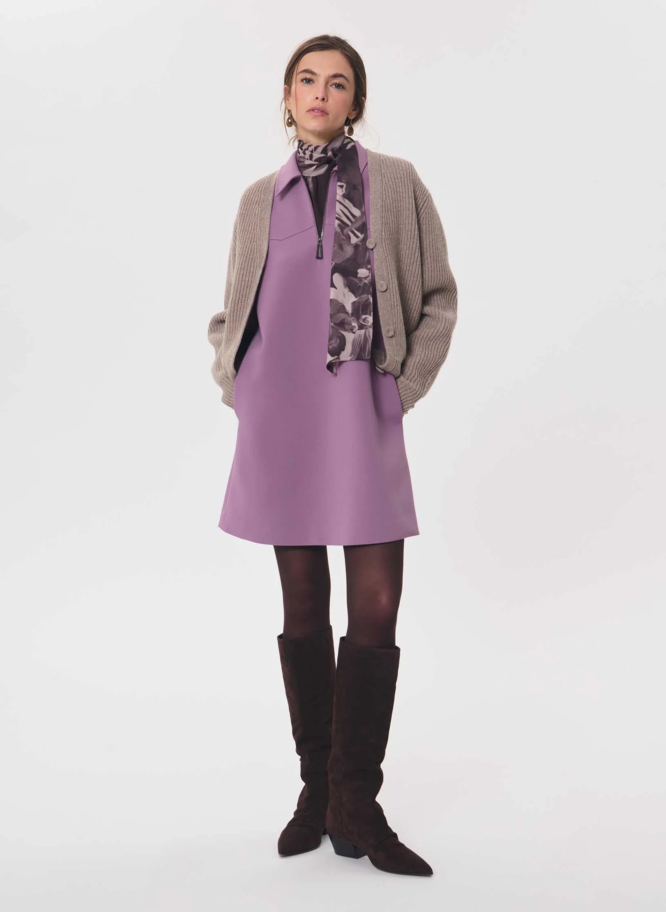 Robe courte trapèze unie TARA JARMON Violet