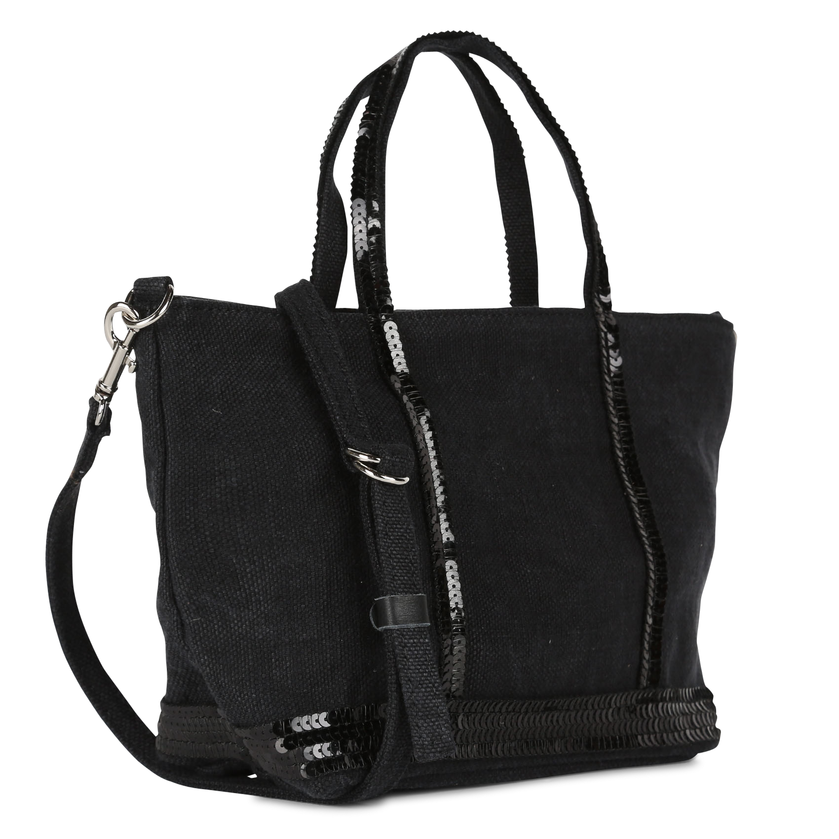 Sequined linen tote bag VANESSA BRUNO Black