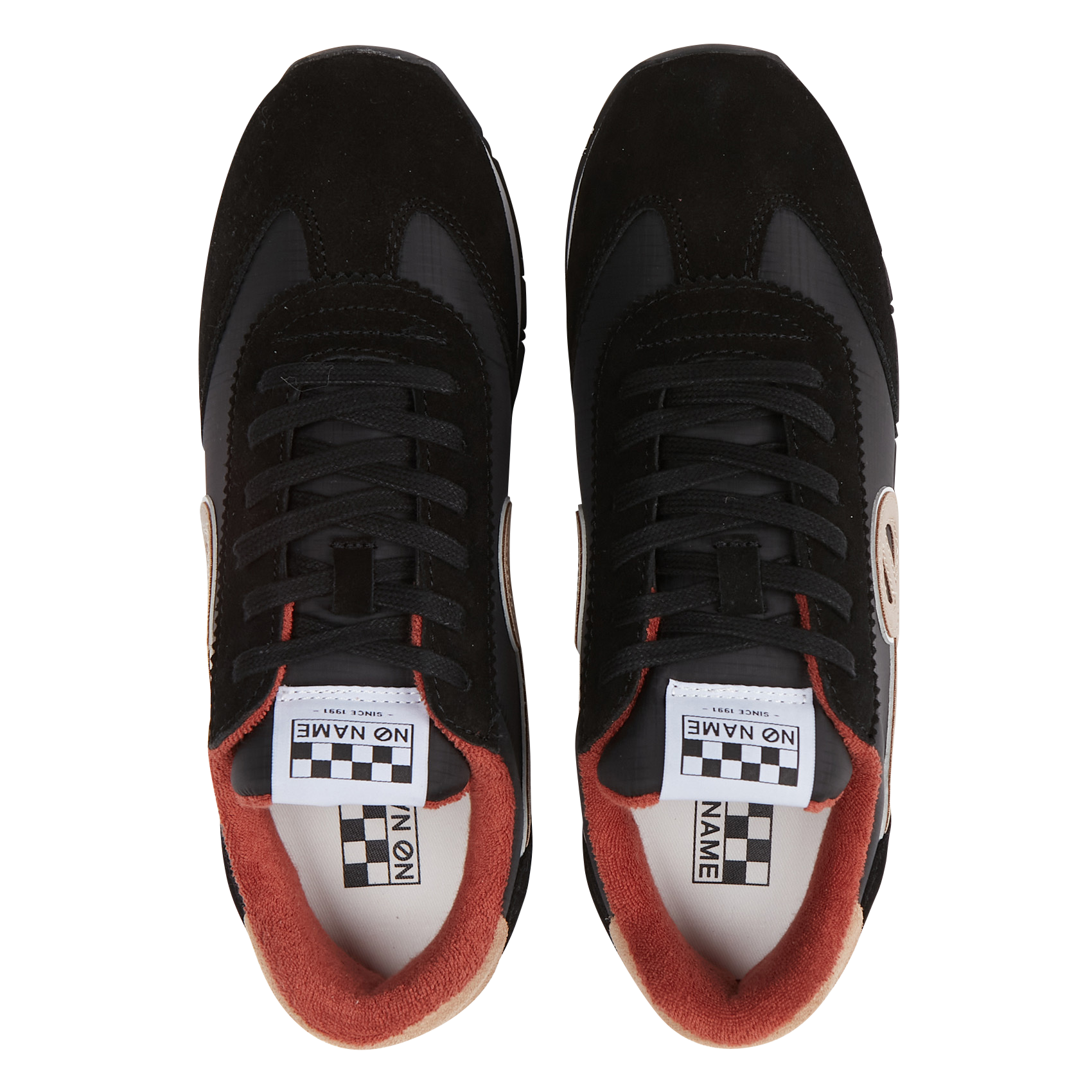 Zapatillas bajas de mezcla de piel con cordones NO NAME Negro