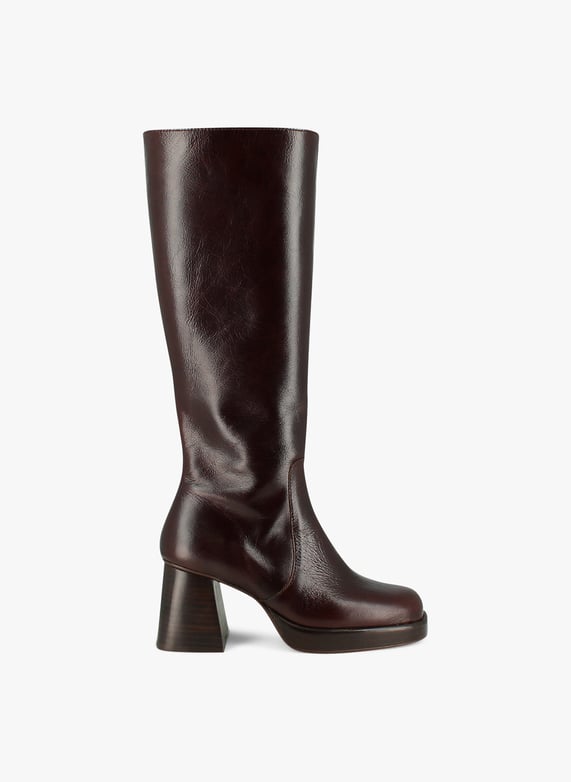 Bottes Talons Hauts Bout Carre En Cuir Betina Chocolat Jonak Femme 429 BETINA CUIR VIEILLI 357 CHOCOLAT Place des Tendances