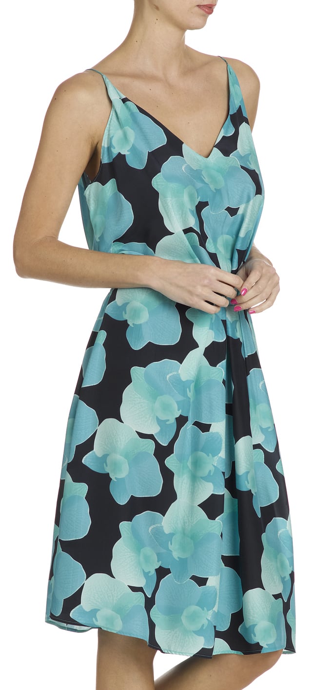 Laurel printed silk dress ATTIC AND BARN Blue