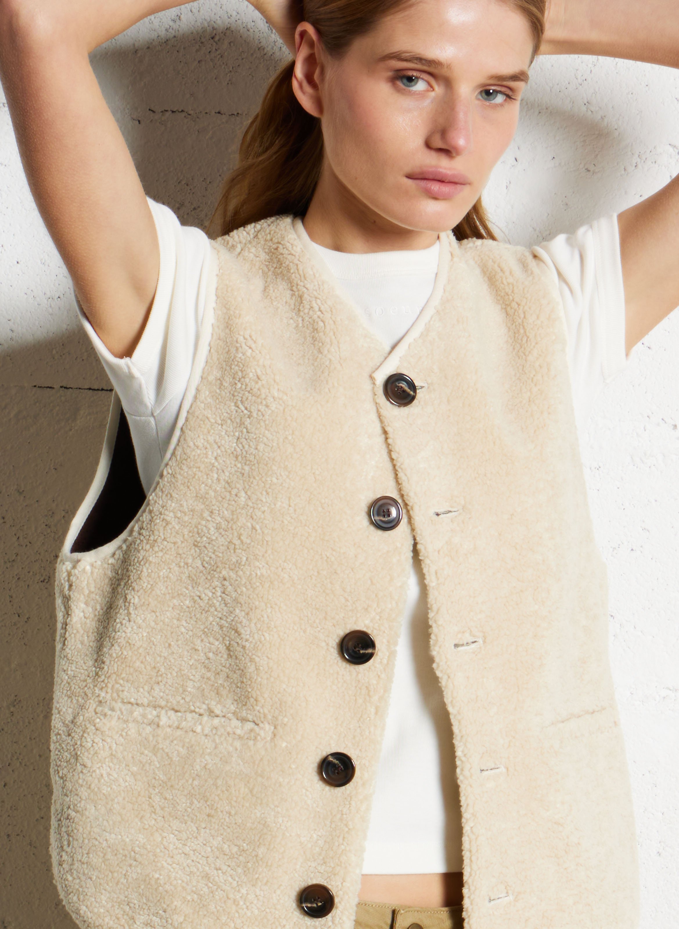 Sheepskin-effect gilet SOEUR Beige