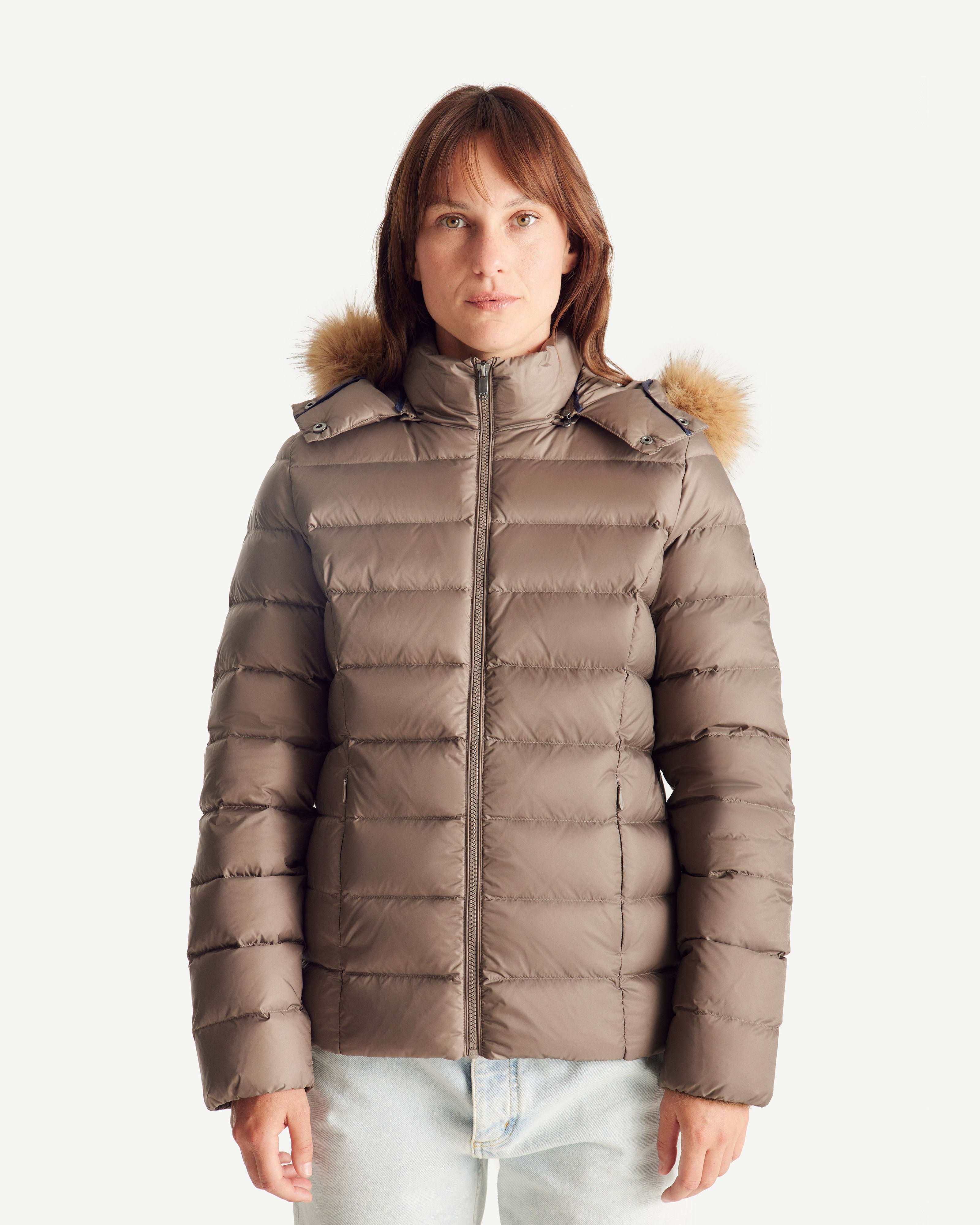 Luxury cold weather hooded puffer coat JOTT Beige