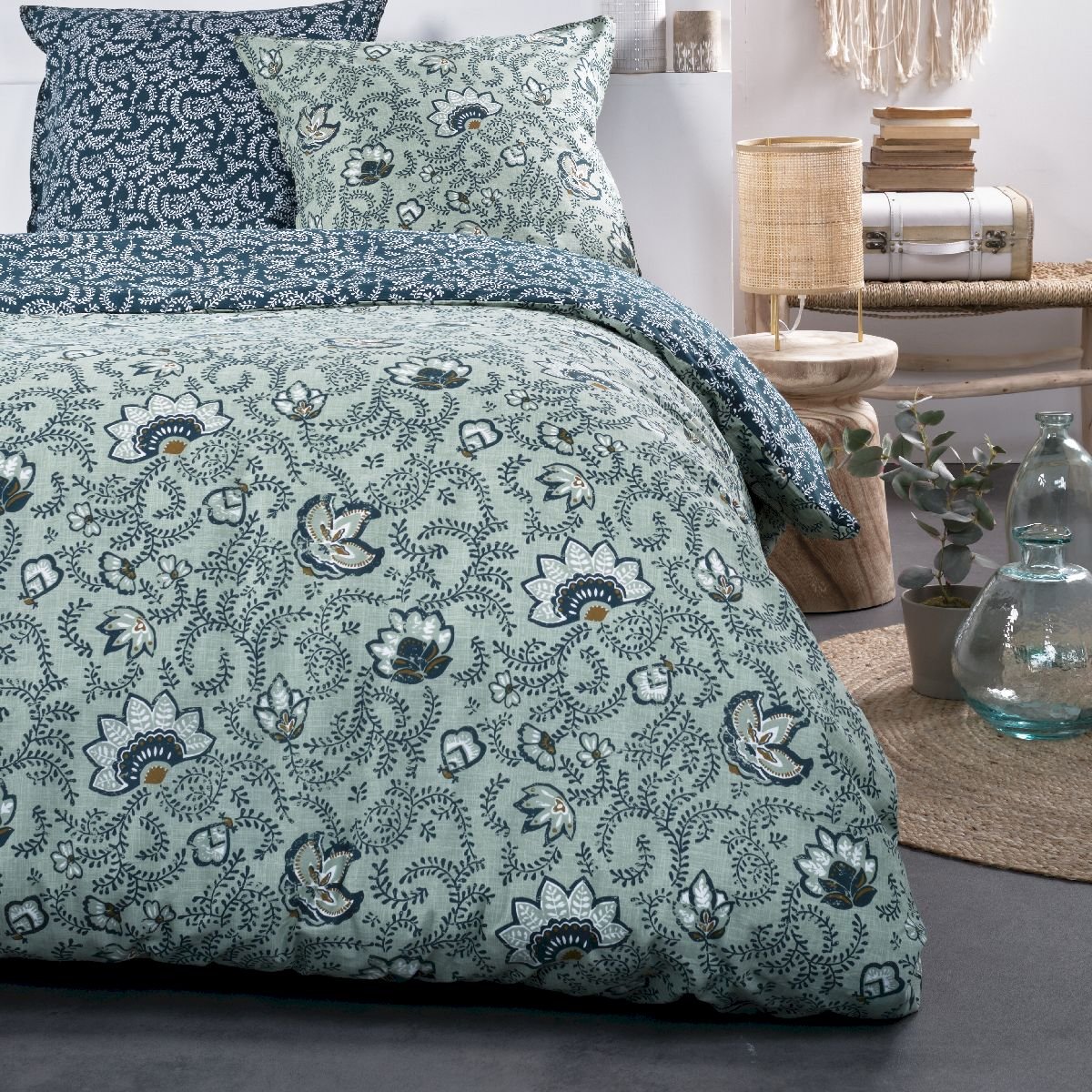 Printed cotton bed set TODAY LINGE DE MAISON Green