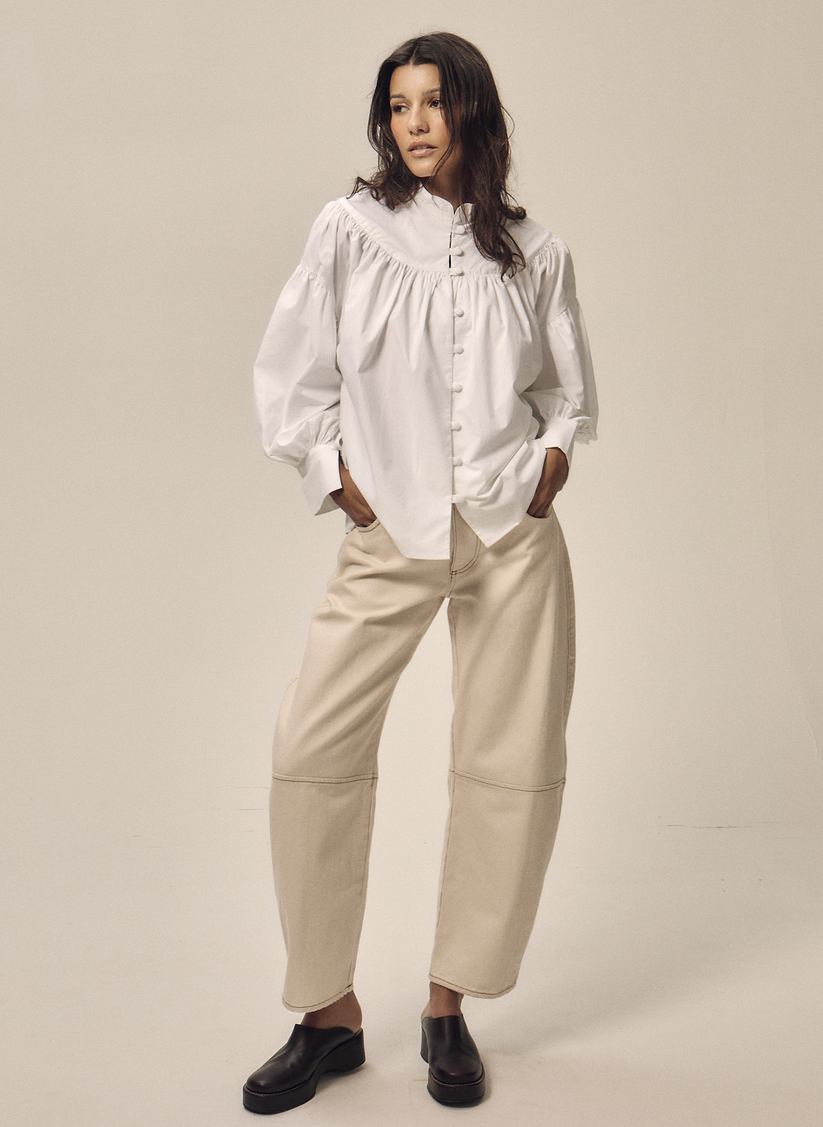 Straight cotton blouse NITAH White