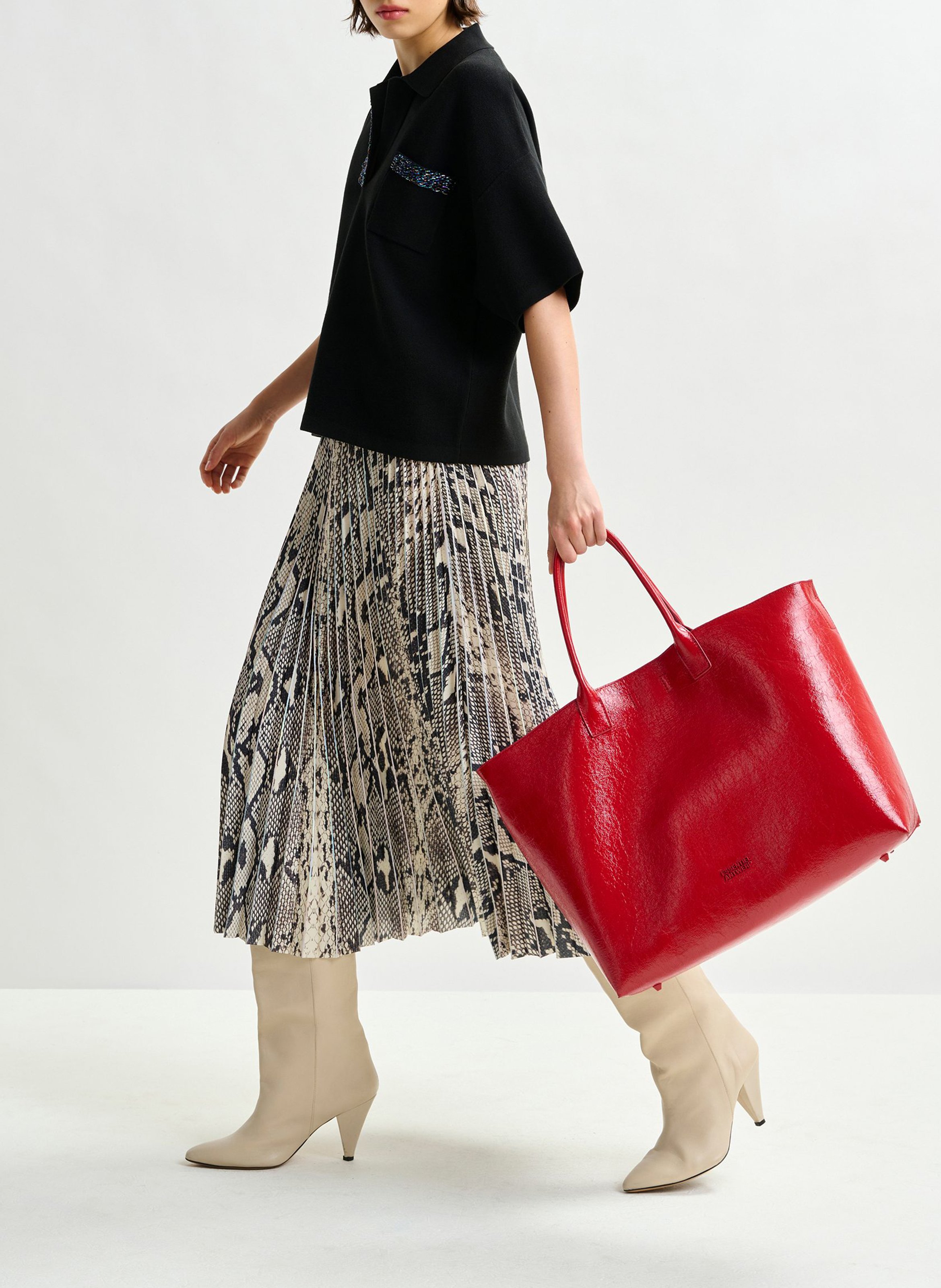 Jupe mi-longue plissée serpent ESSENTIEL ANTWERP Vert