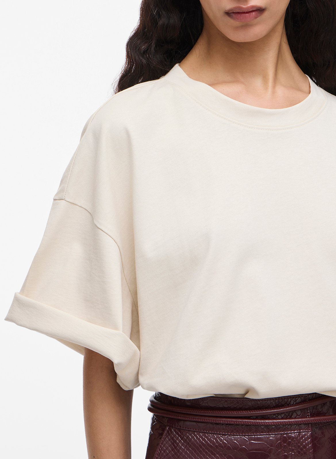 Tee-shirt col rond en coton bio ROUGE EDIT Beige