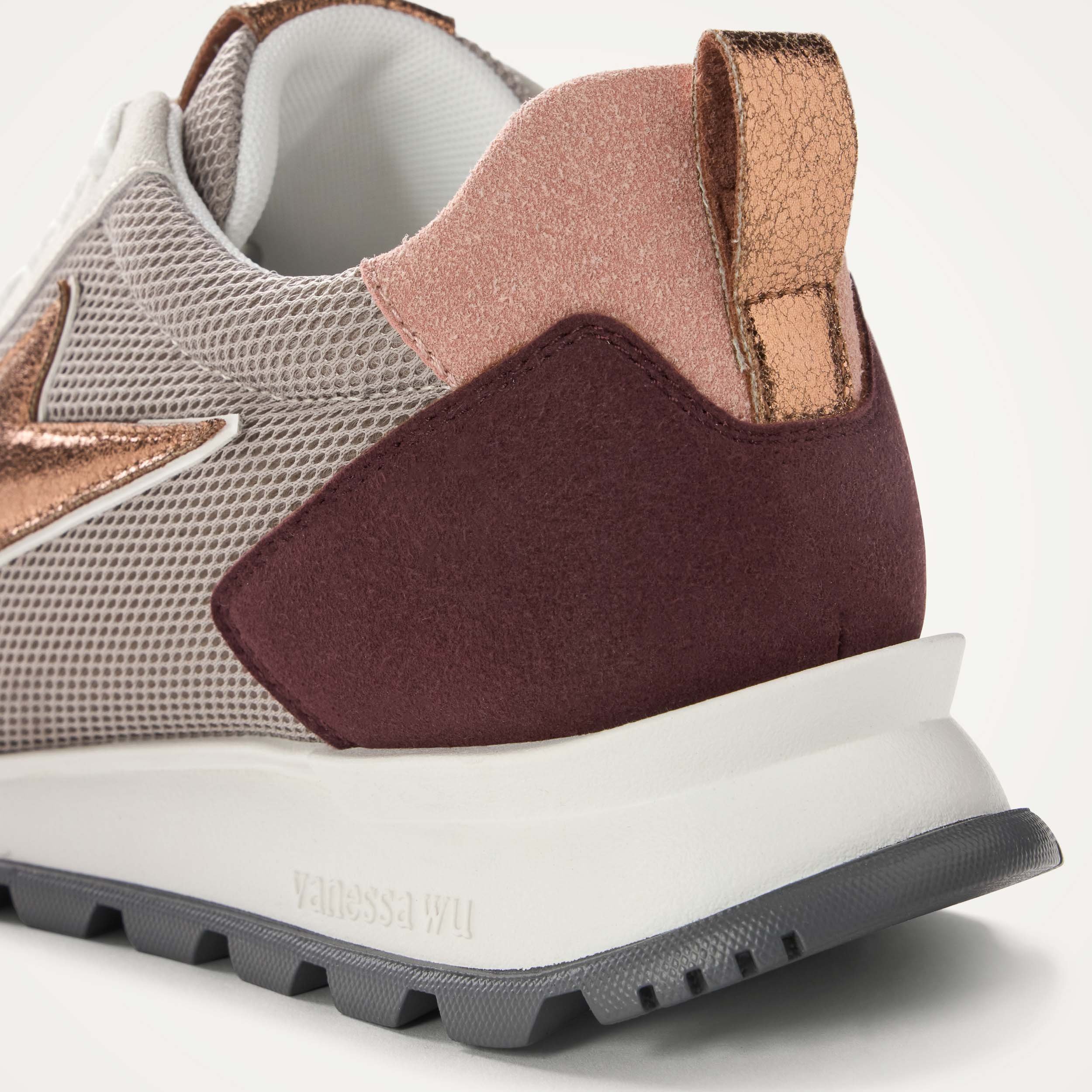 Contrasting leather-effect low-top sneakers VANESSA WU Grey