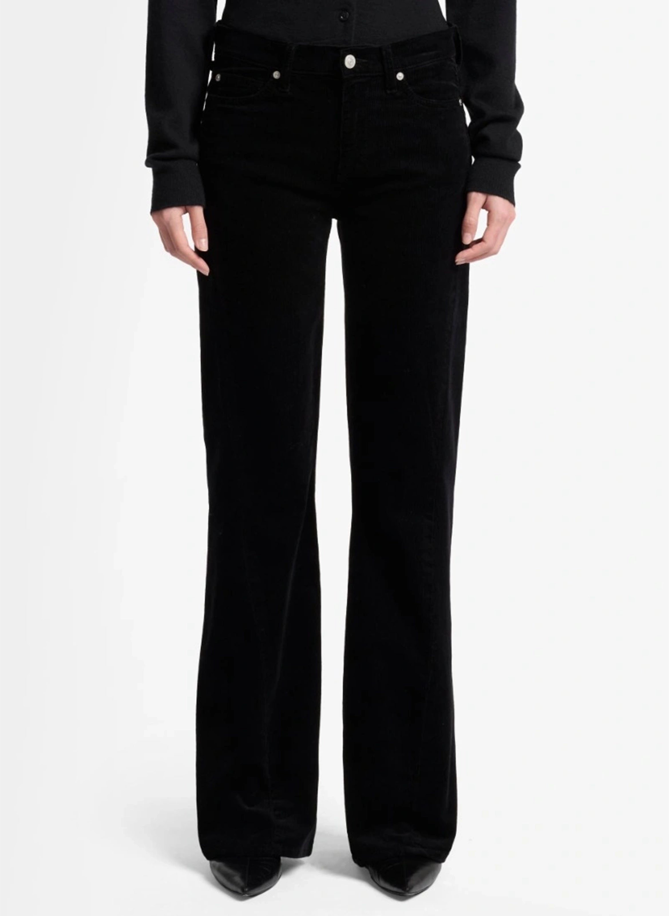 Unifarbenes ausgestelltes Baumwollmischungs-Hose 7 FOR ALL MANKIND Schwarz