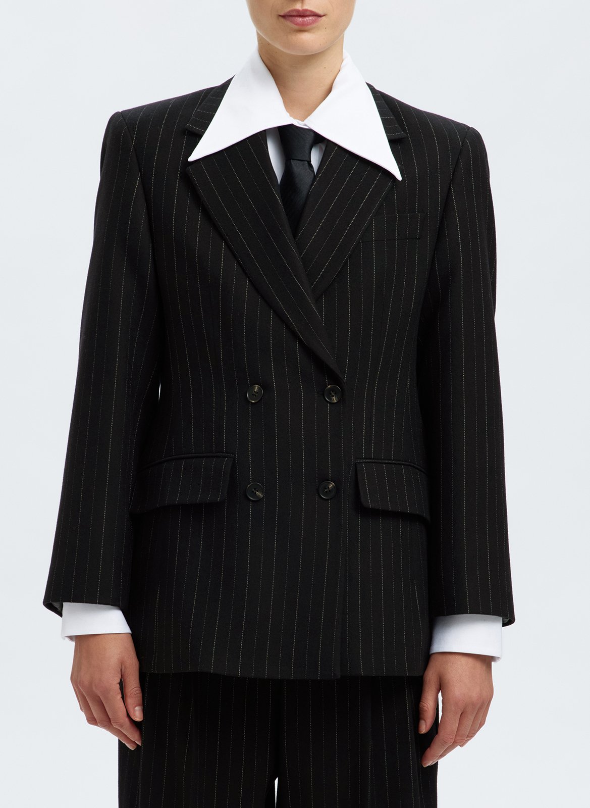 Veste tailleur structurée à rayures SELECTED Noir