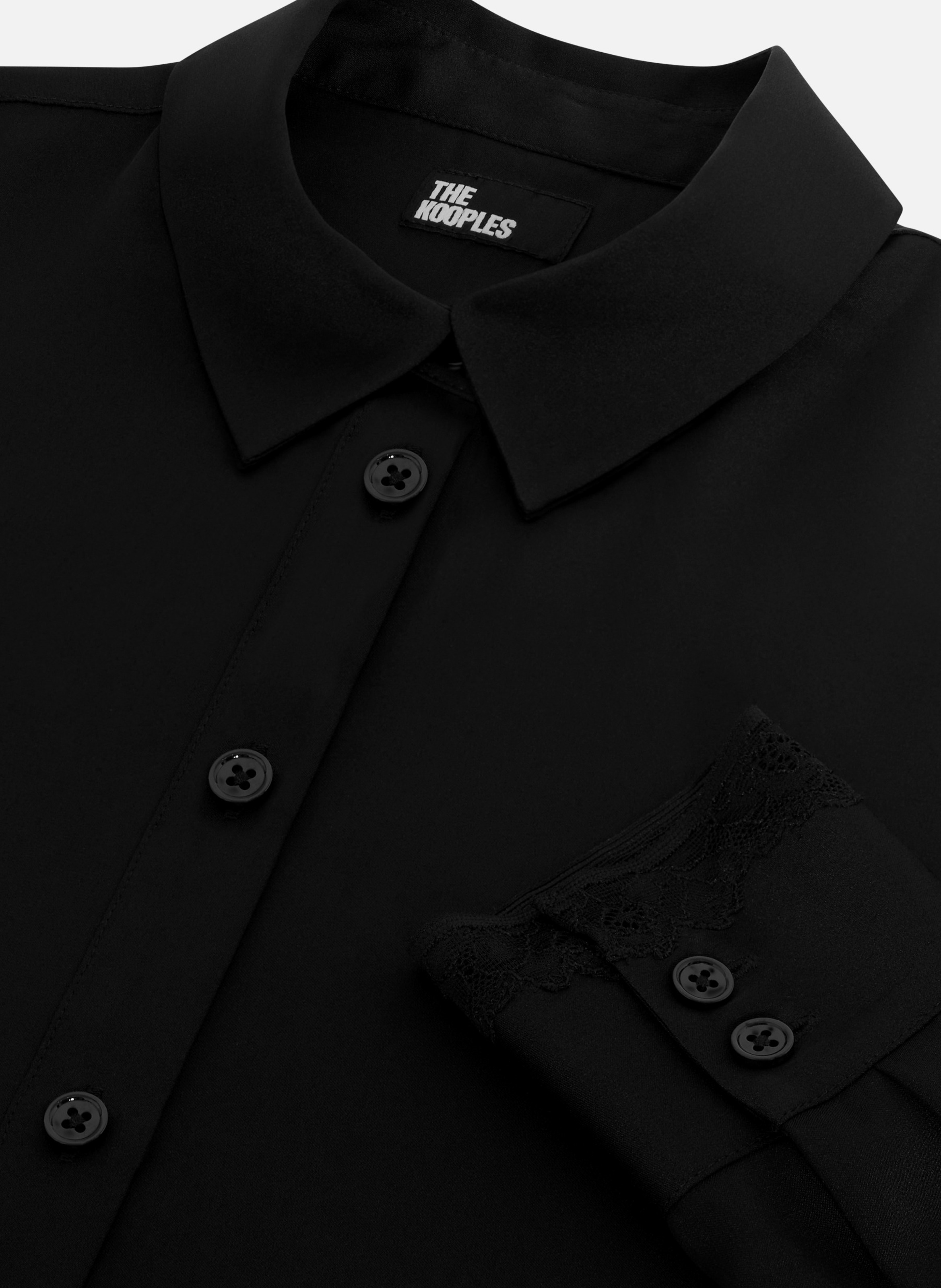 Printed silk satin classic-collar shirt THE KOOPLES Black