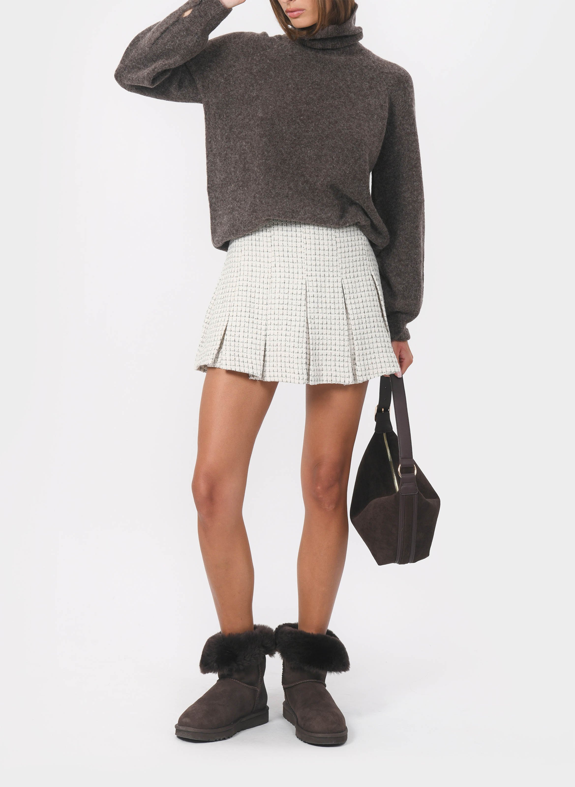 Pull droit col roulé en laine mélangée KOOKAI Marron