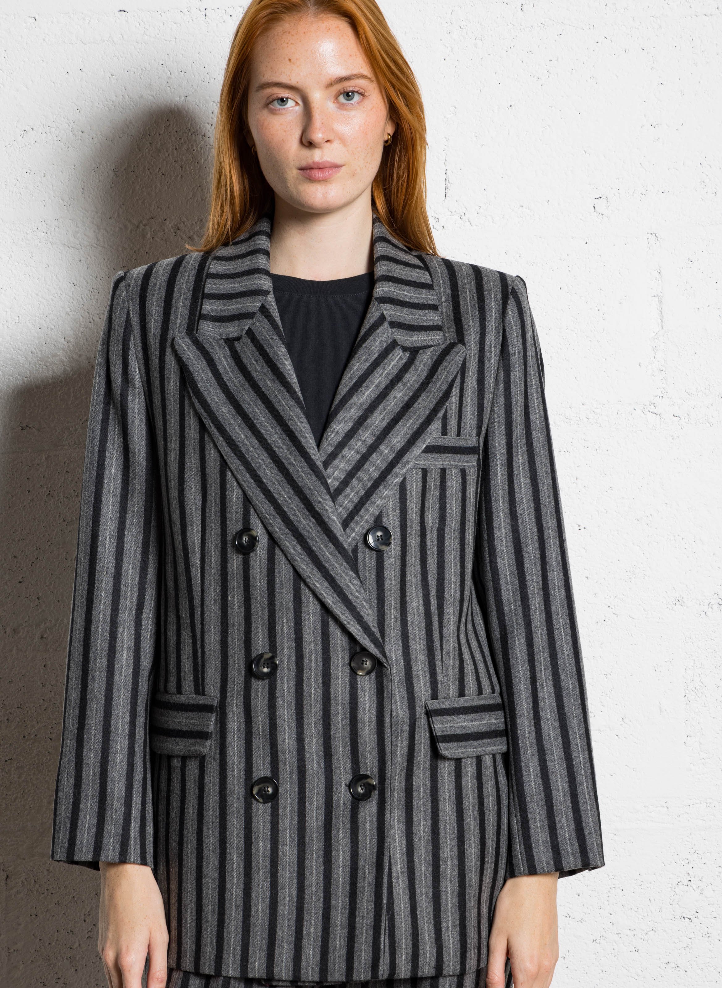 Fitted wool-blend suit collar jacket SOPHIE+LUCIE Grey