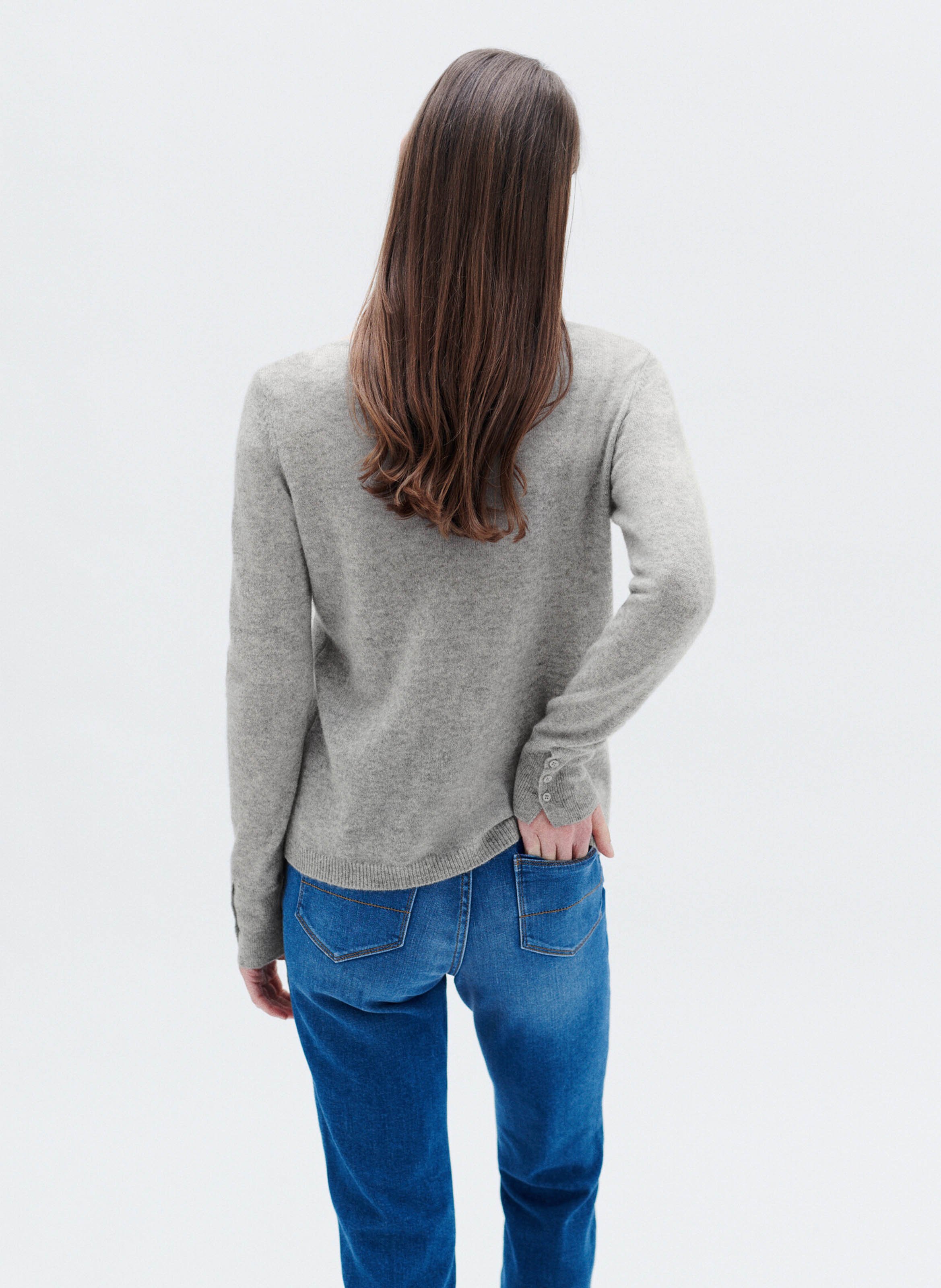 Straight boat-neck sweater Grey