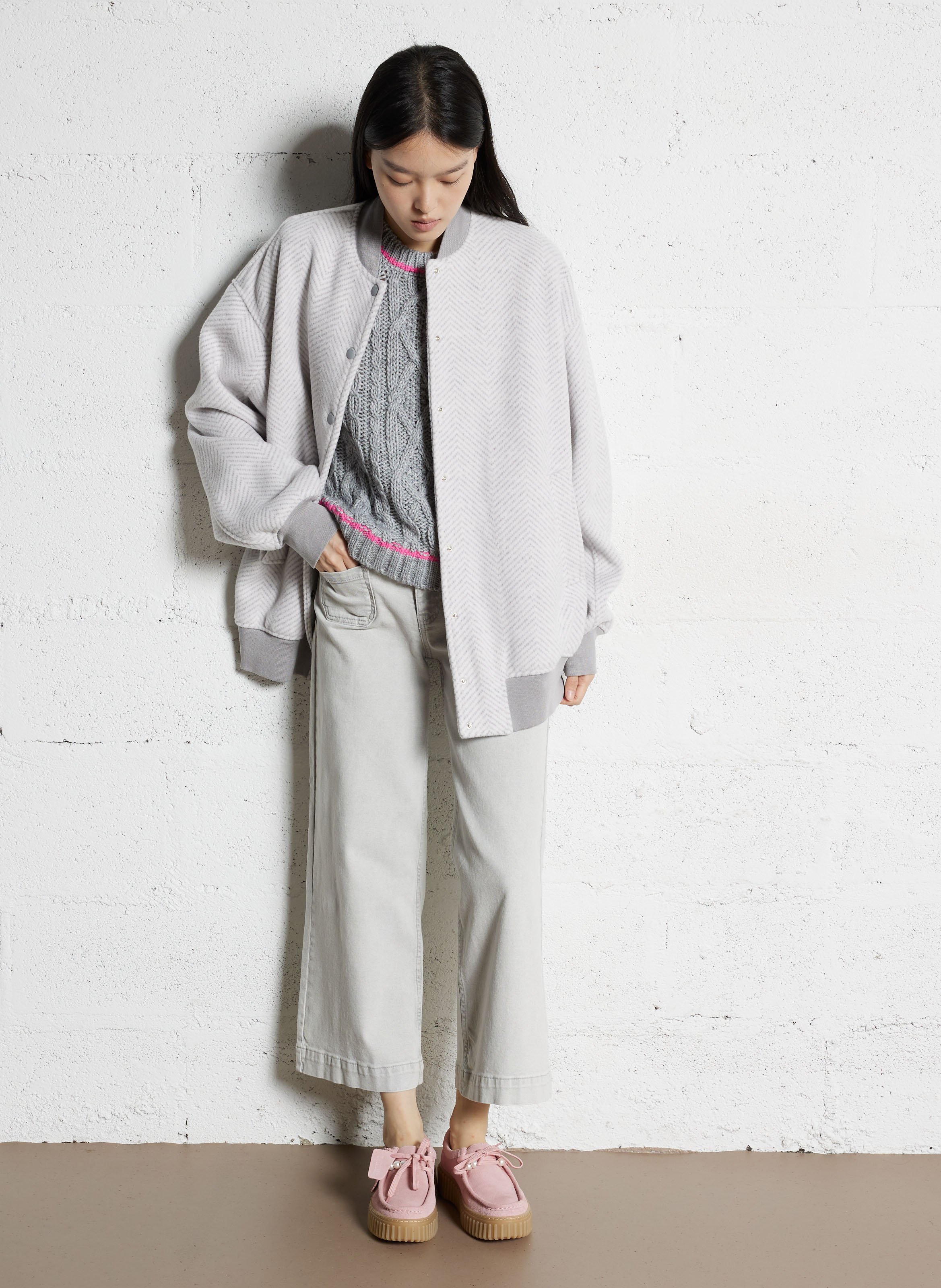 Blouson ample col teddy à motif chevrons IMPERIAL Multicolore