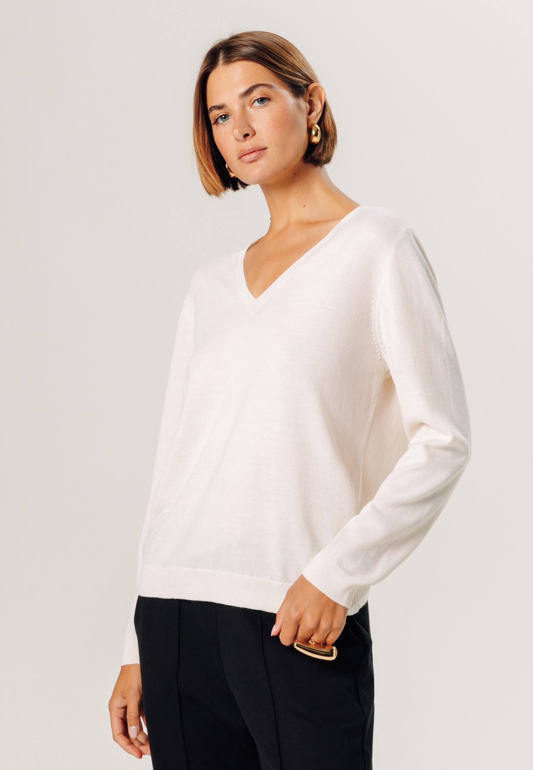 Bunelle wool V-neck sweater RODIER White