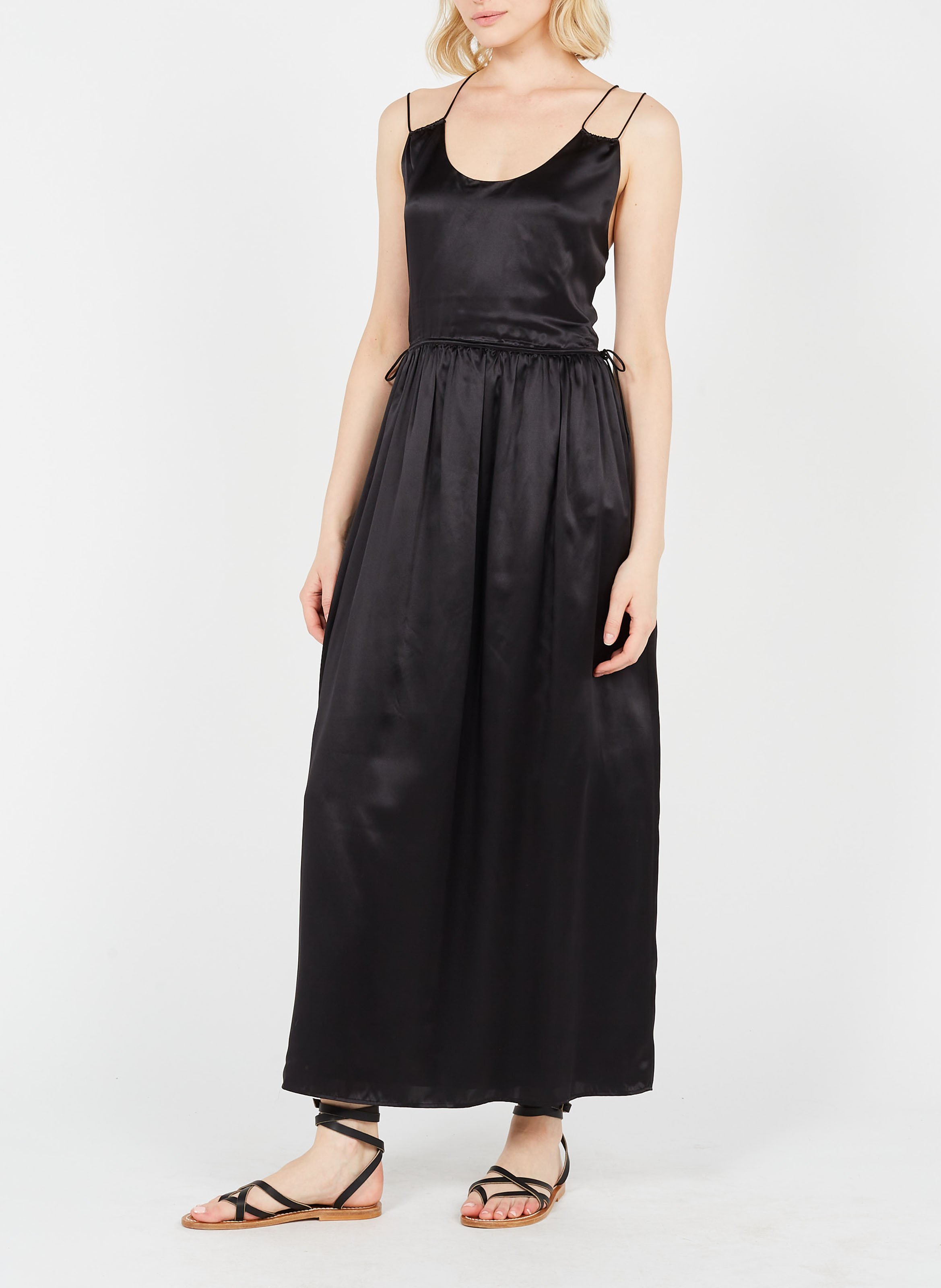 Robe longue col rond en soie  THE KOOPLES Noir