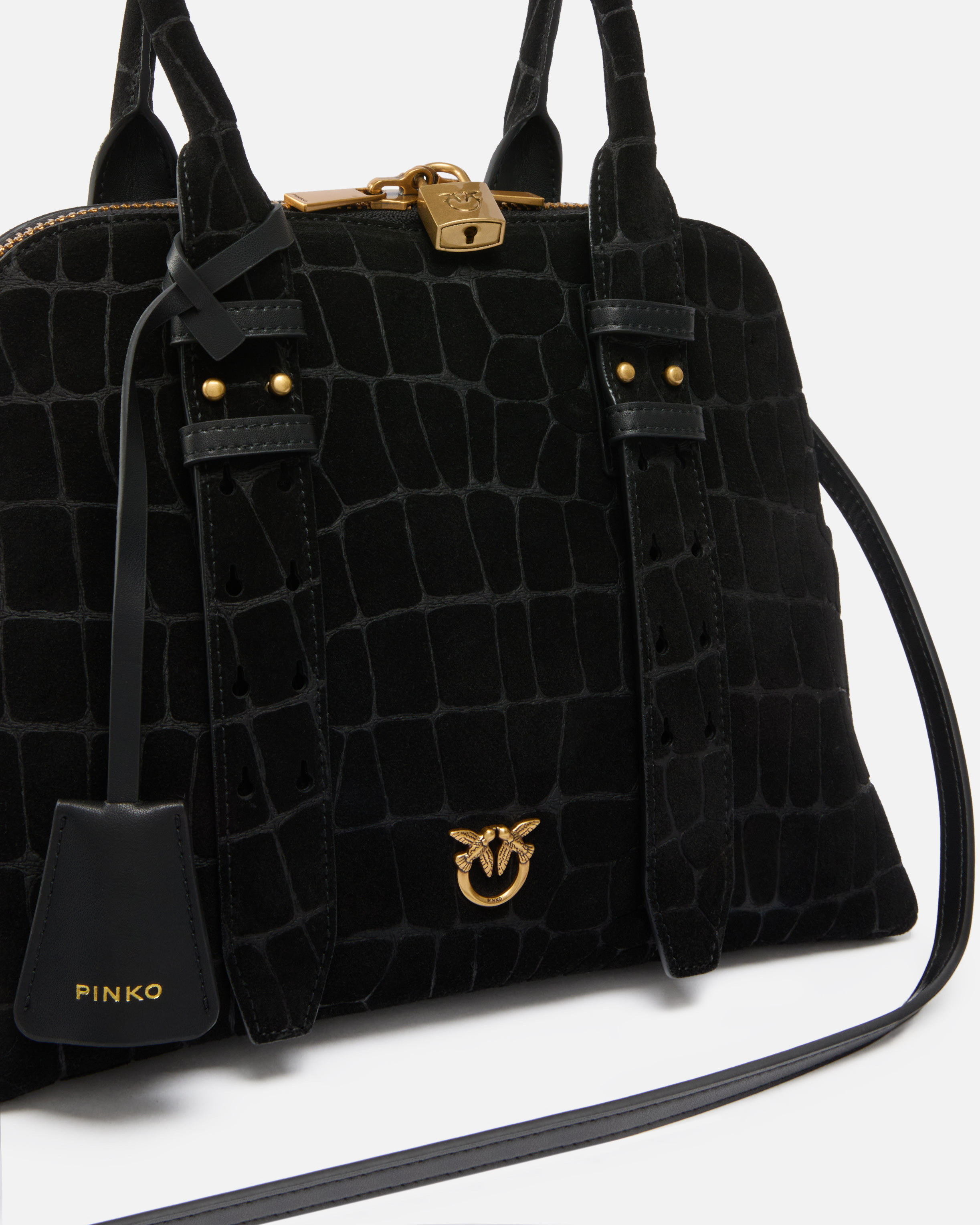 Small escape bag in embossed crocodile leather PINKO Black