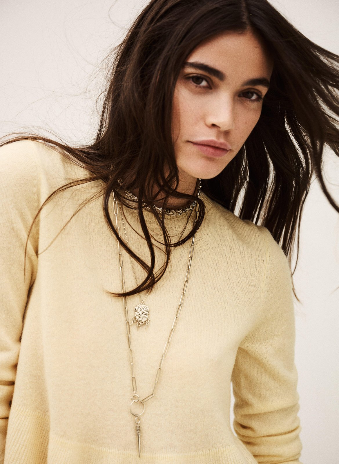 Pull évasé uni en laine mélangée BA&SH Beige