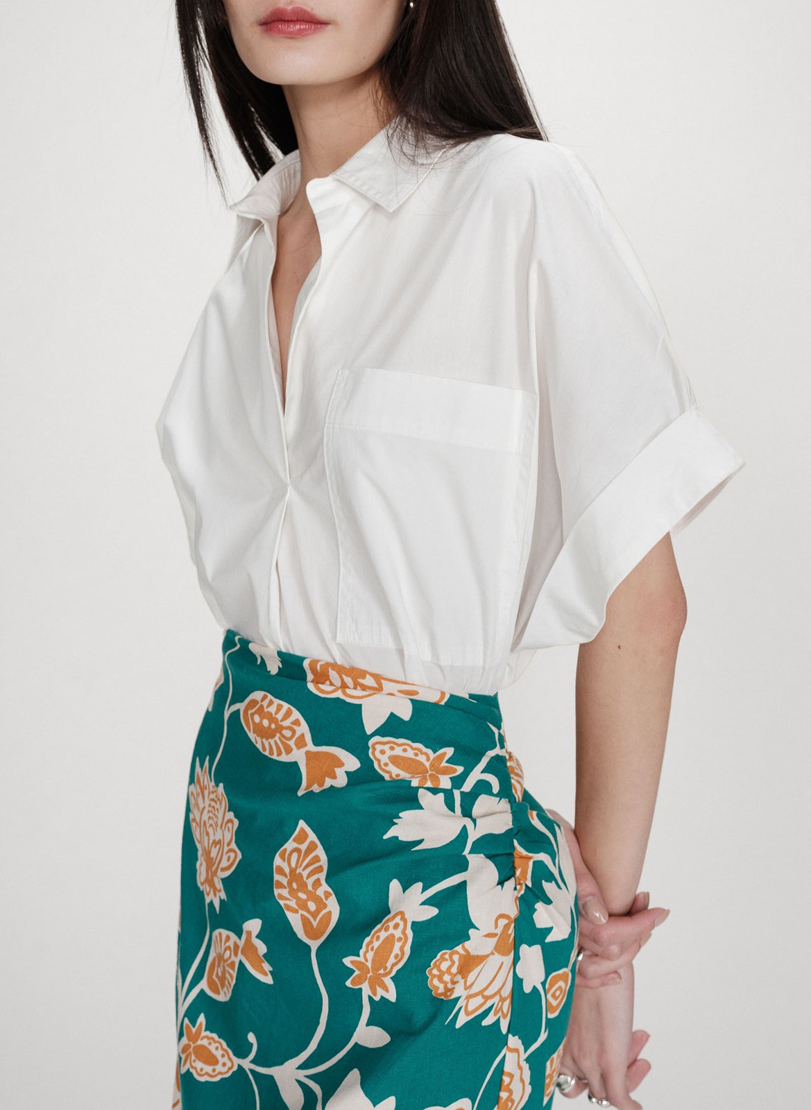 Jupe midi imprimé fleuri GRACE ET MILA Vert