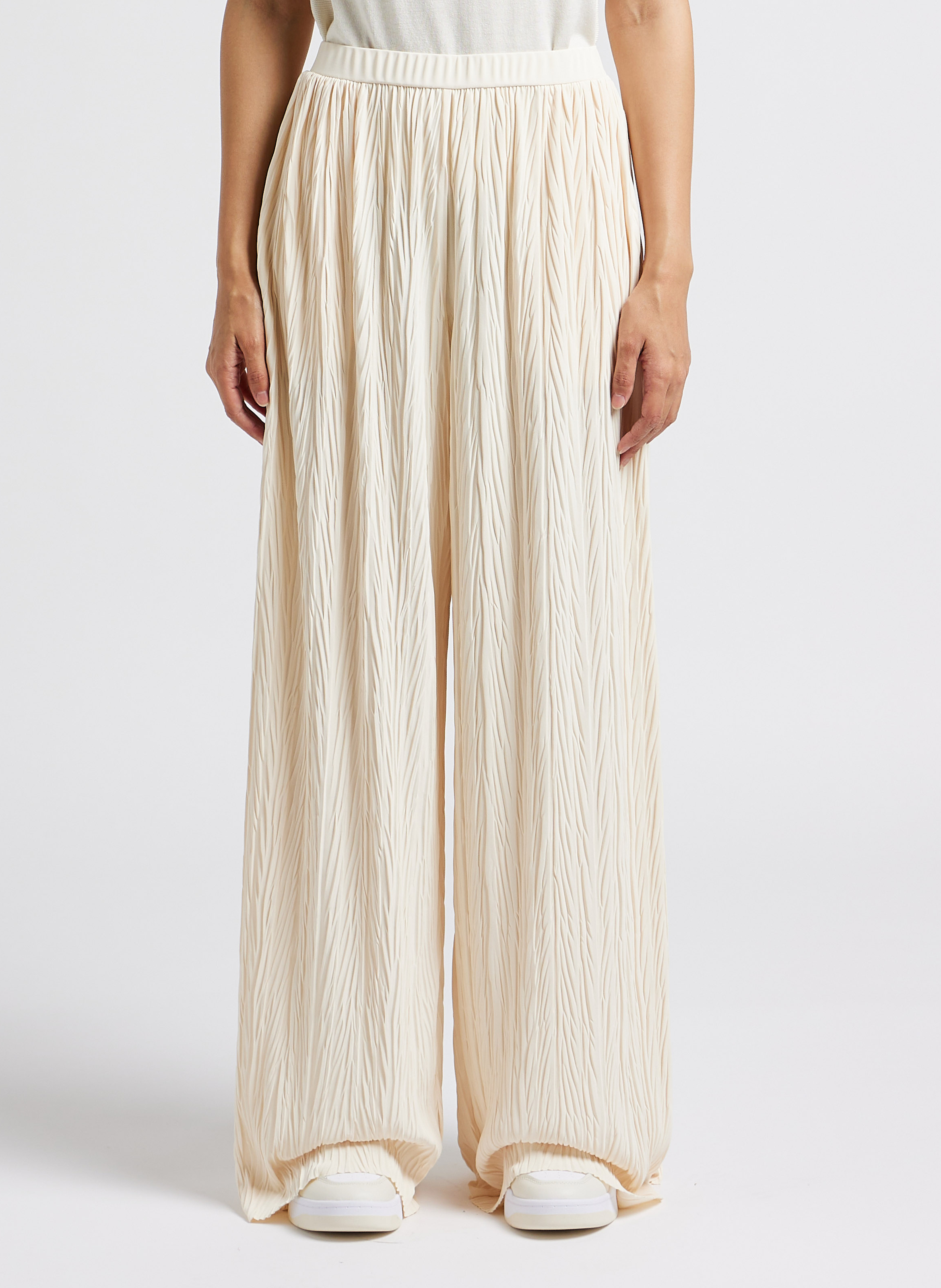 Pantalon large texturé taille haute MAX MARA LEISURE Blanc