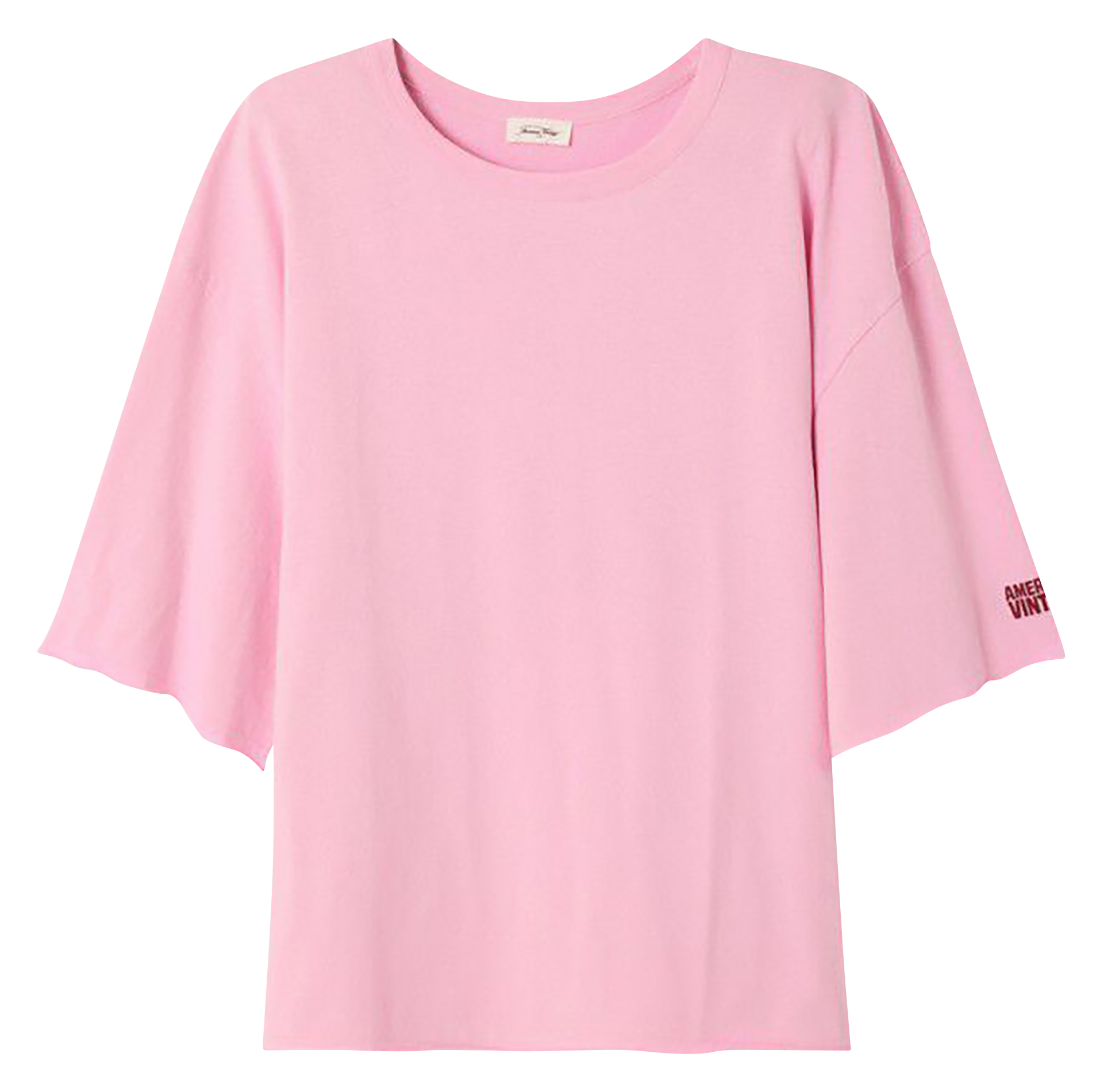 Fließendes Rundhals-T-Shirt aus einfarbiger Baumwolle AMERICAN VINTAGE Rosa