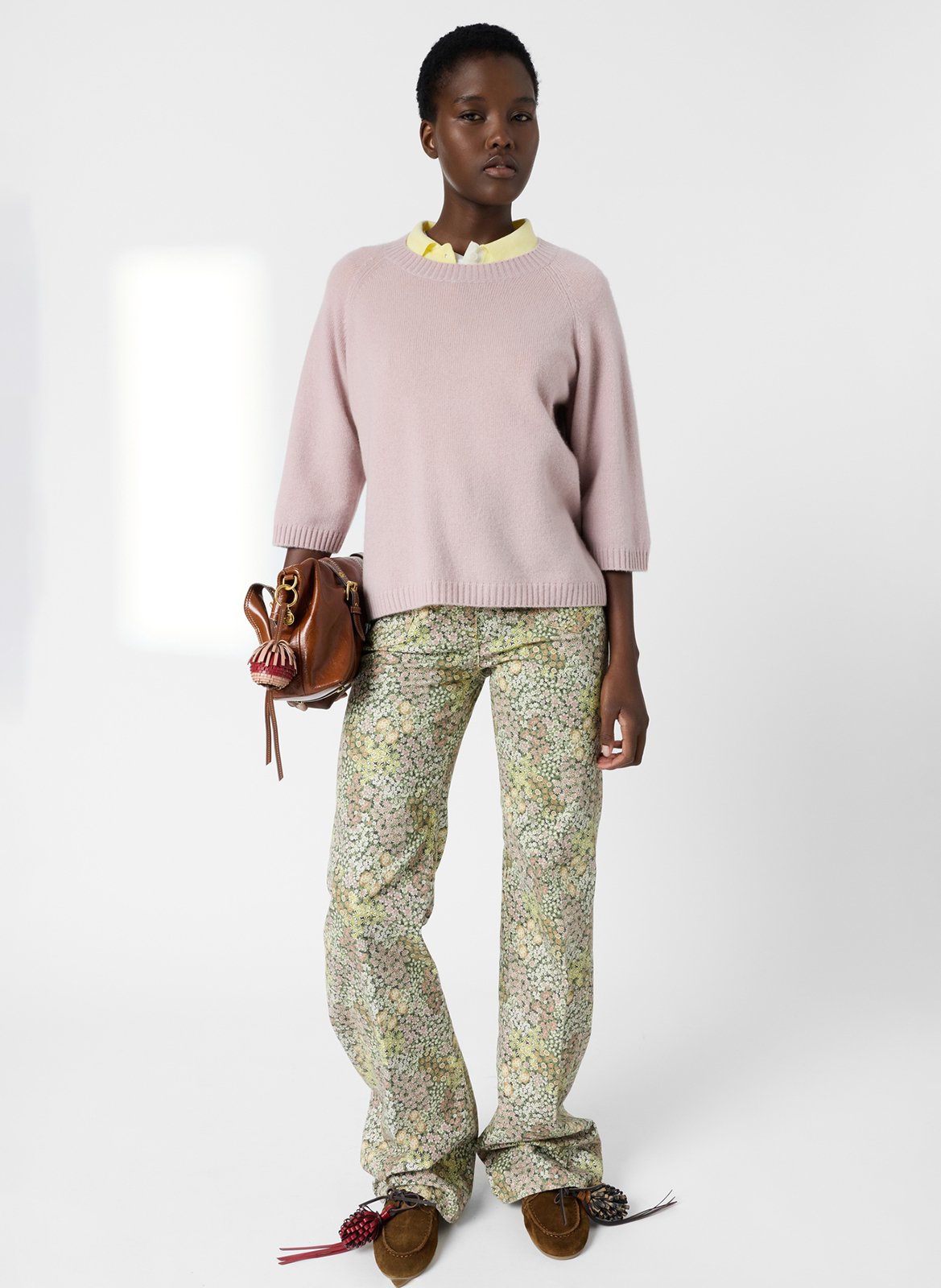 Straight cotton sweater with round neck GERARD DAREL Pink