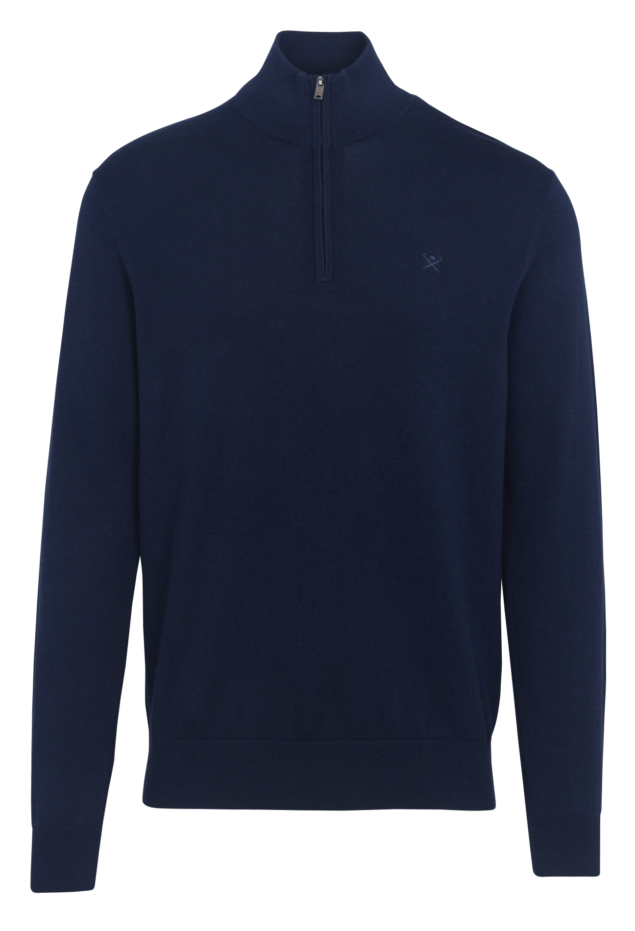 Pull col montant zippé uni en coton HACKETT