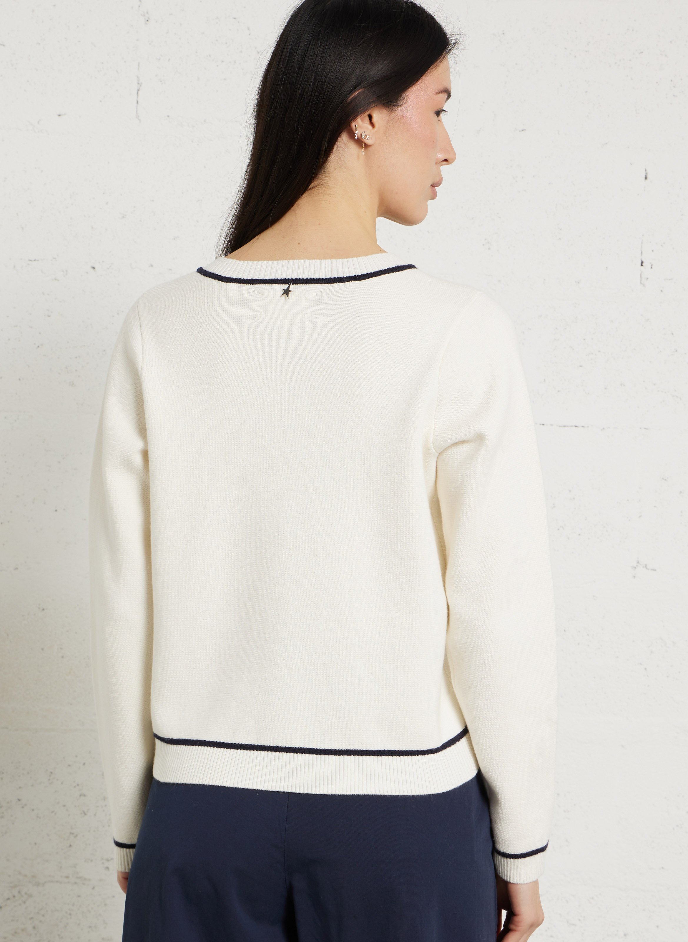 Gerader Rundhalsausschnitt aus Baumwolle und Wolle SUD EXPRESS Beige