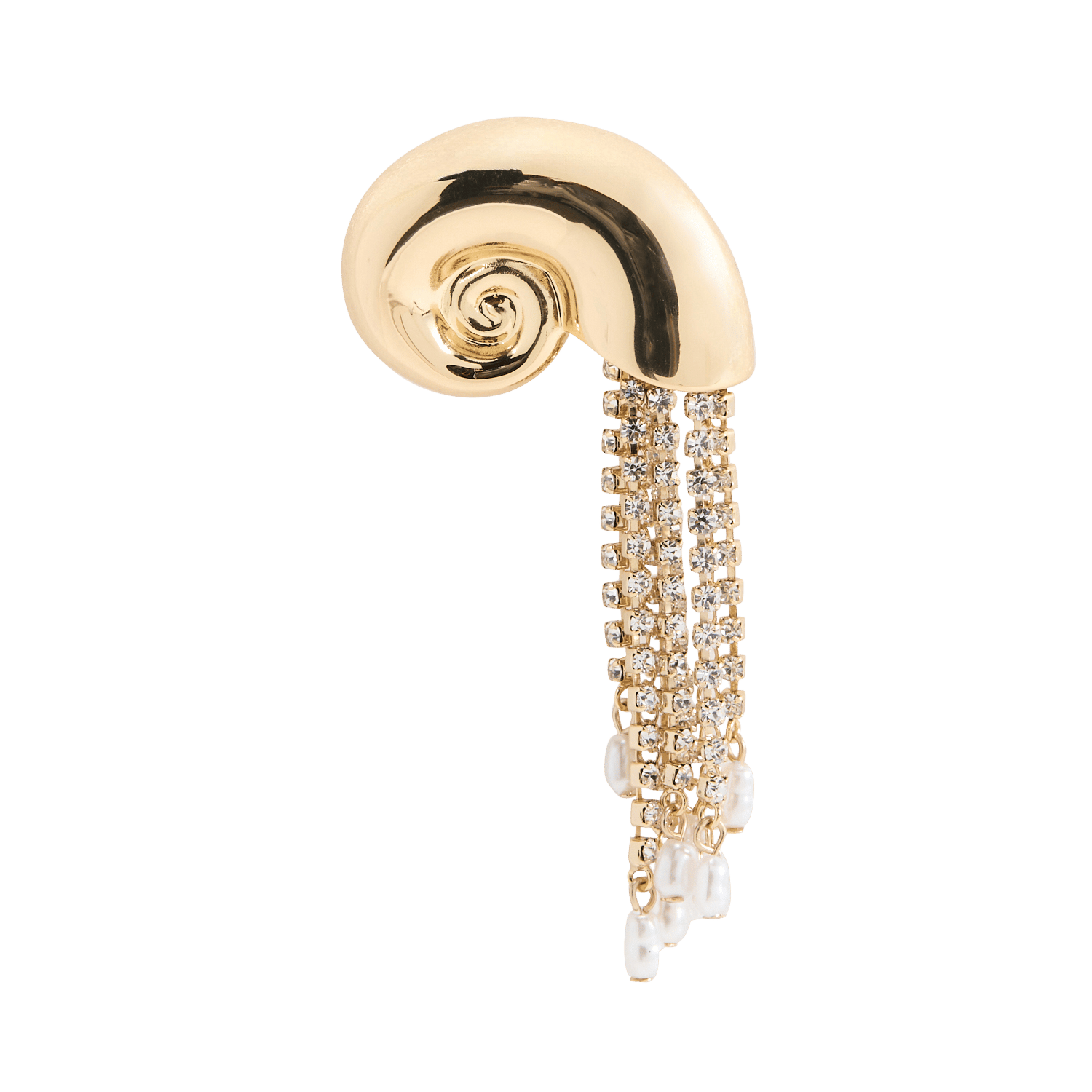 Muschel- und Strassbrosche DES PETITS HAUTS Golden