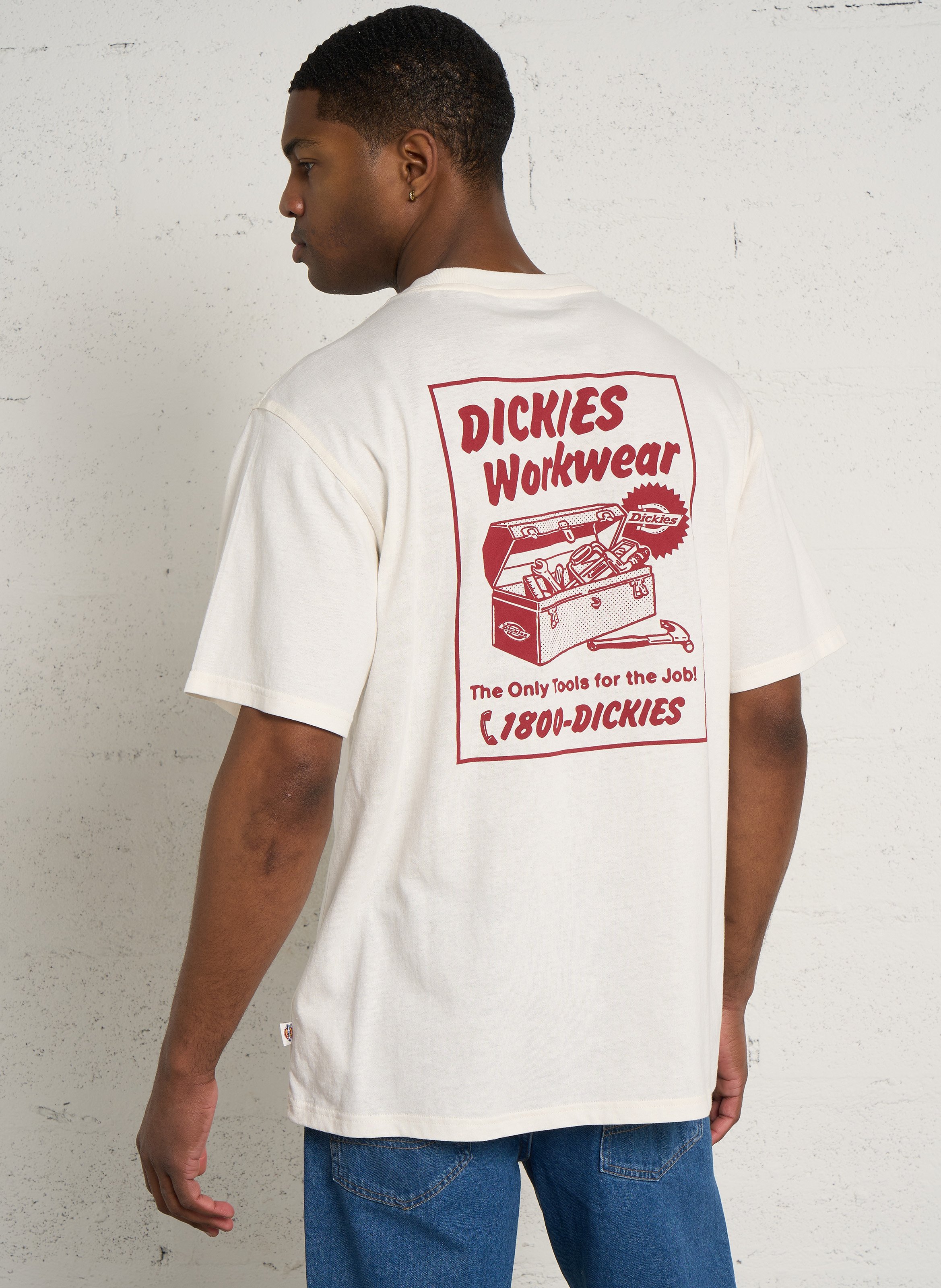 Ruimvallend, katoenen T-shirt met ronde hals en zeefdruk DICKIES Bruin